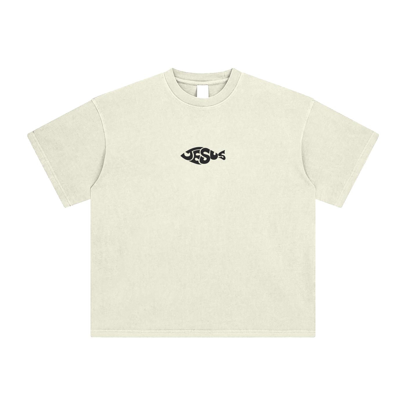 Jesus Fish Eye Script Enzyme Washed Trendy Fit Tee - Catholic Faith Statement Shirt - Chronicles Boutique Christian Apparel