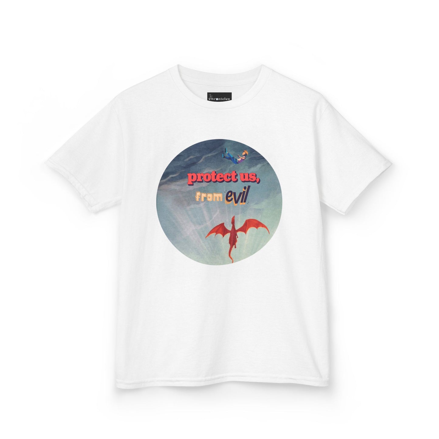 Protect Us From Evil" Kids T-Shirt | Children's Christian Prayer Apparel | Heavy Cotton™ Tee | Spiritual Protection Clothing