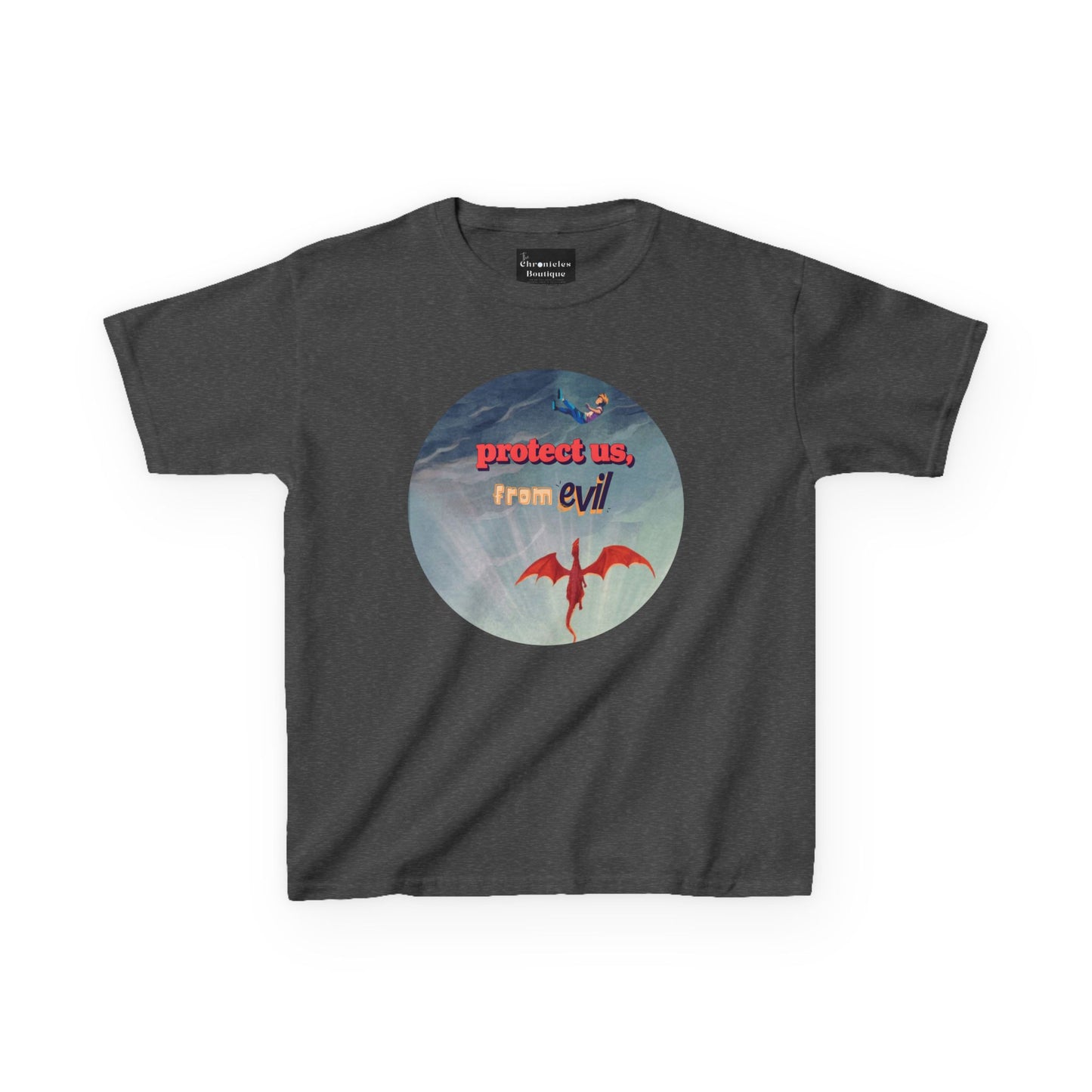 Protect Us From Evil" Kids T-Shirt | Children's Christian Prayer Apparel | Heavy Cotton™ Tee | Spiritual Protection Clothing