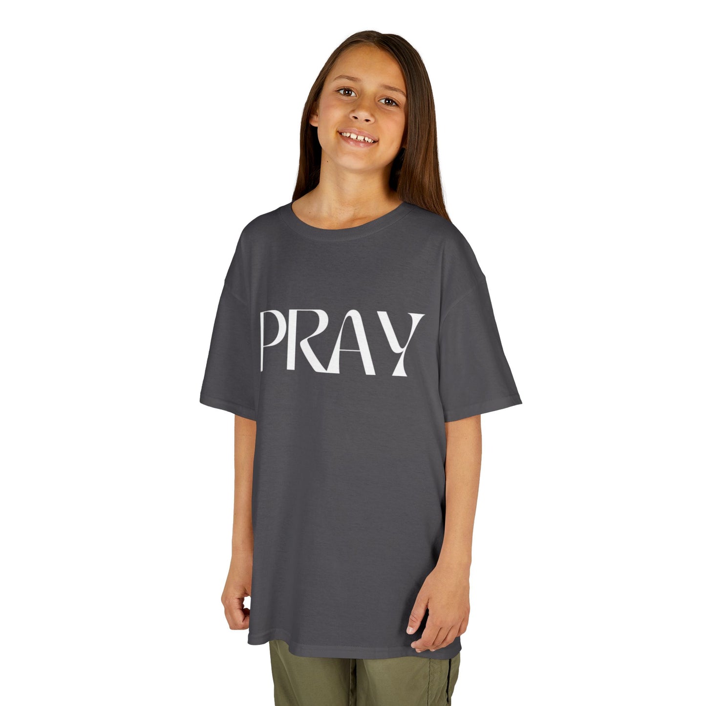 "Pray" Kids T-Shirt | Unisex Heavy Cotton™ Tee | Christian Children's Apparel | Faith-Based Kids Clothing