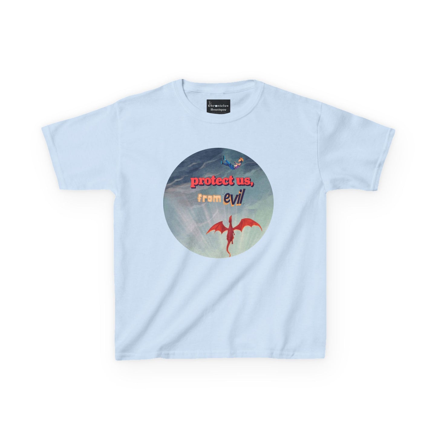 Protect Us From Evil" Kids T-Shirt | Children's Christian Prayer Apparel | Heavy Cotton™ Tee | Spiritual Protection Clothing