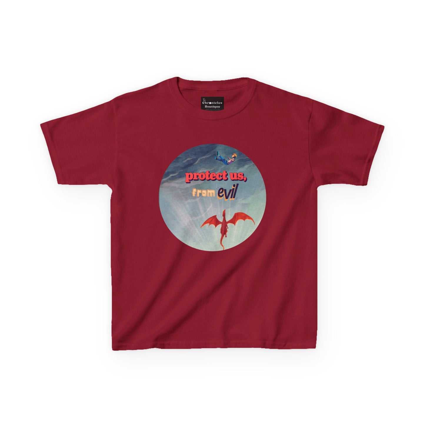 Protect Us From Evil" Kids T-Shirt | Children's Christian Prayer Apparel | Heavy Cotton™ Tee | Spiritual Protection Clothing