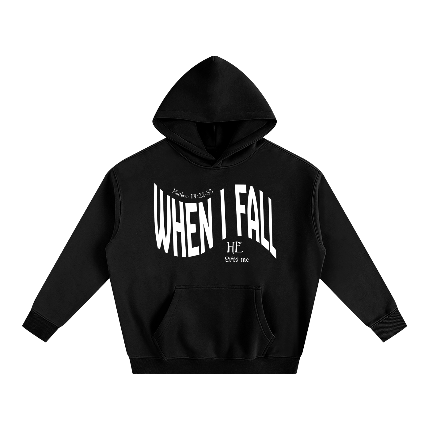 “When I Fall, He Lifts Me” Oversize Fleeced Hoodie – Christian Streetwear