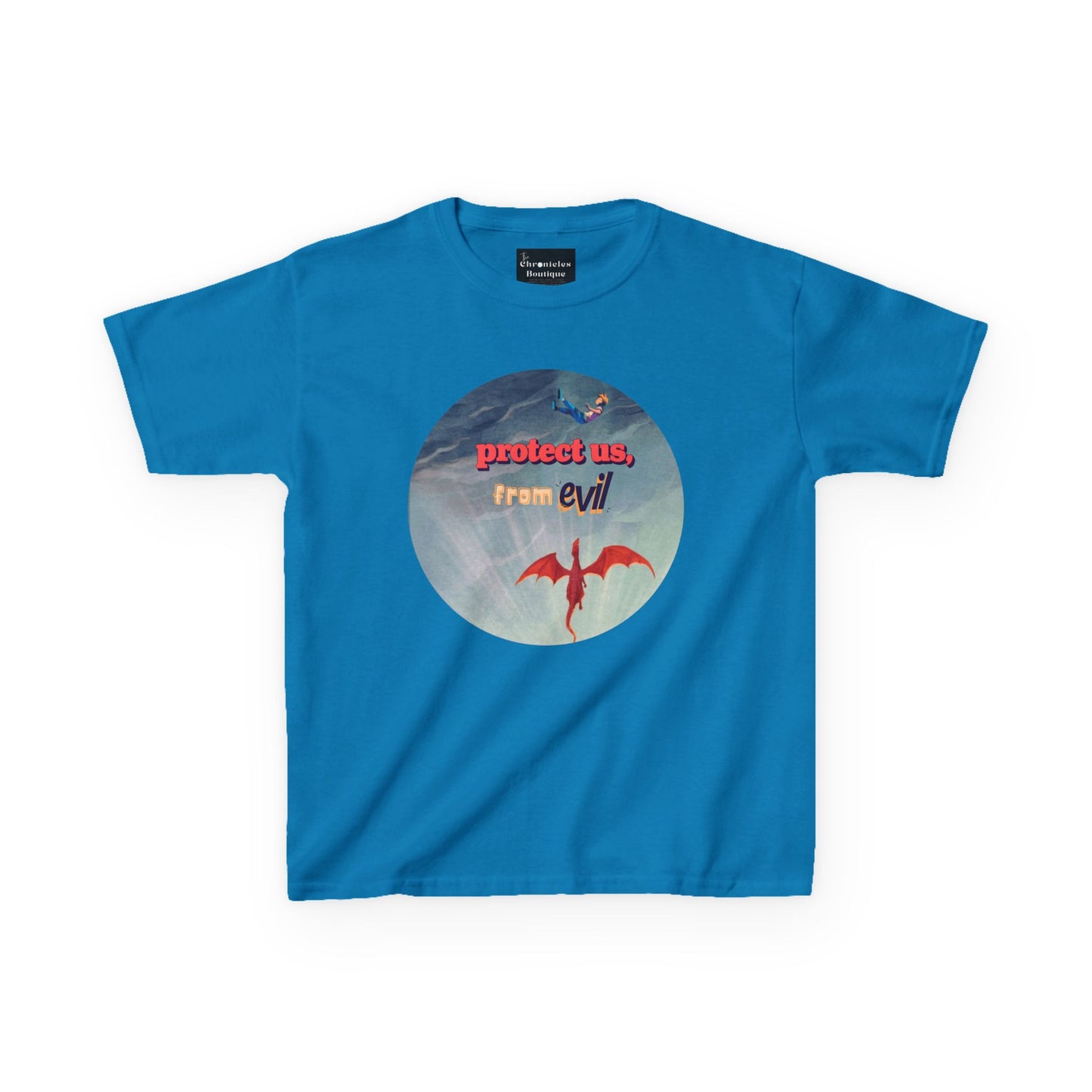 Protect Us From Evil" Kids T-Shirt | Children's Christian Prayer Apparel | Heavy Cotton™ Tee | Spiritual Protection Clothing