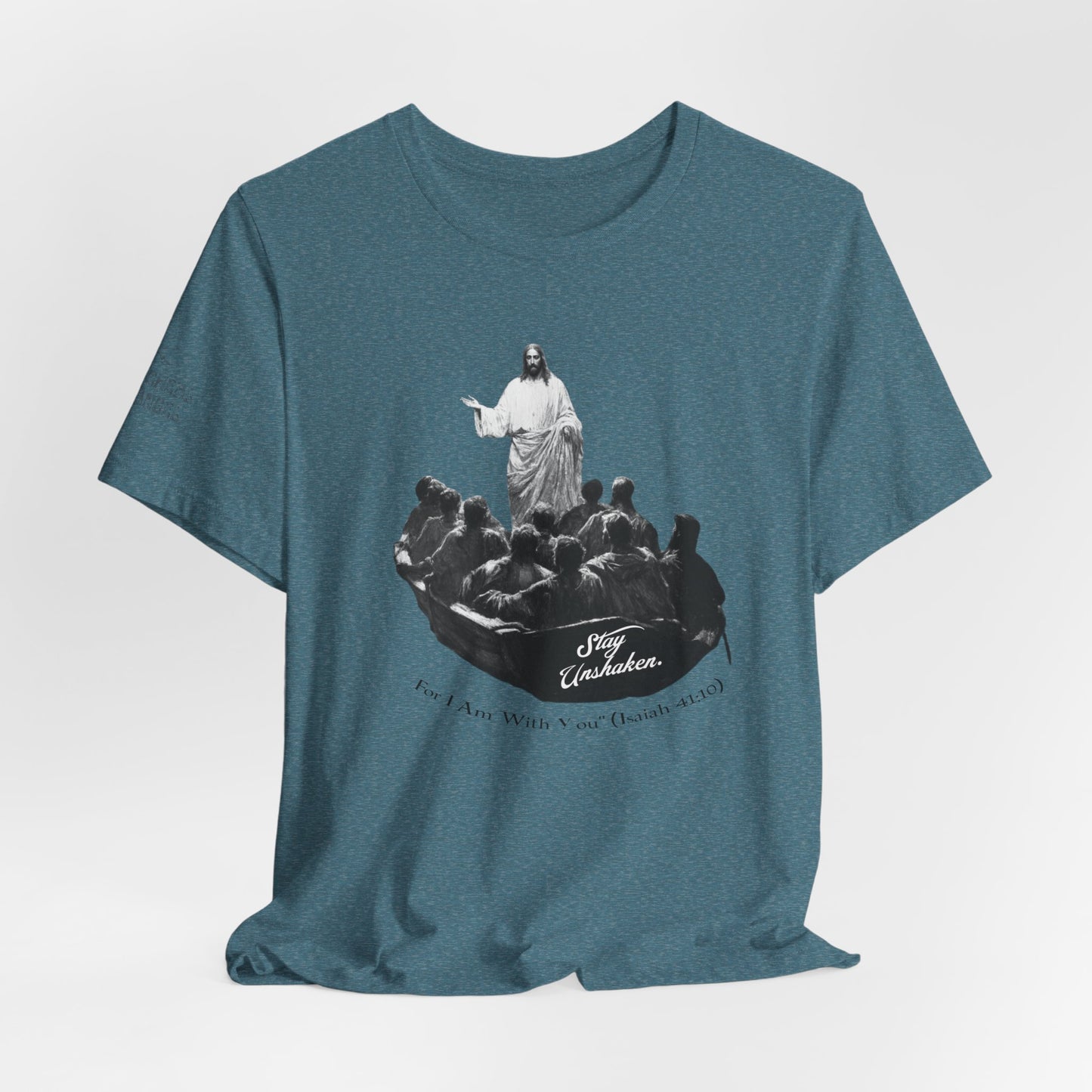 Stay Unshaken, For I Am With You" Christian T-Shirt | Jesus Calms the Storm Apparel | Heavy Cotton™ Tee | Biblical Clothing