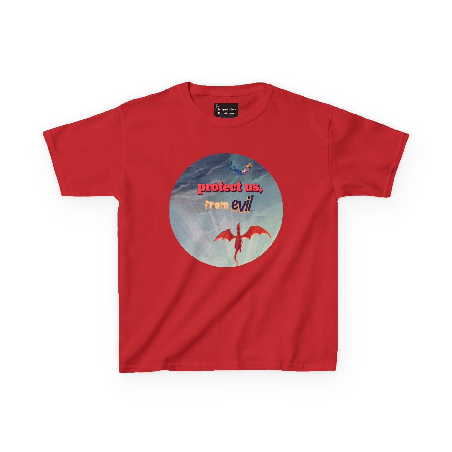 Protect Us From Evil" Kids T-Shirt | Children's Christian Prayer Apparel | Heavy Cotton™ Tee | Spiritual Protection Clothing