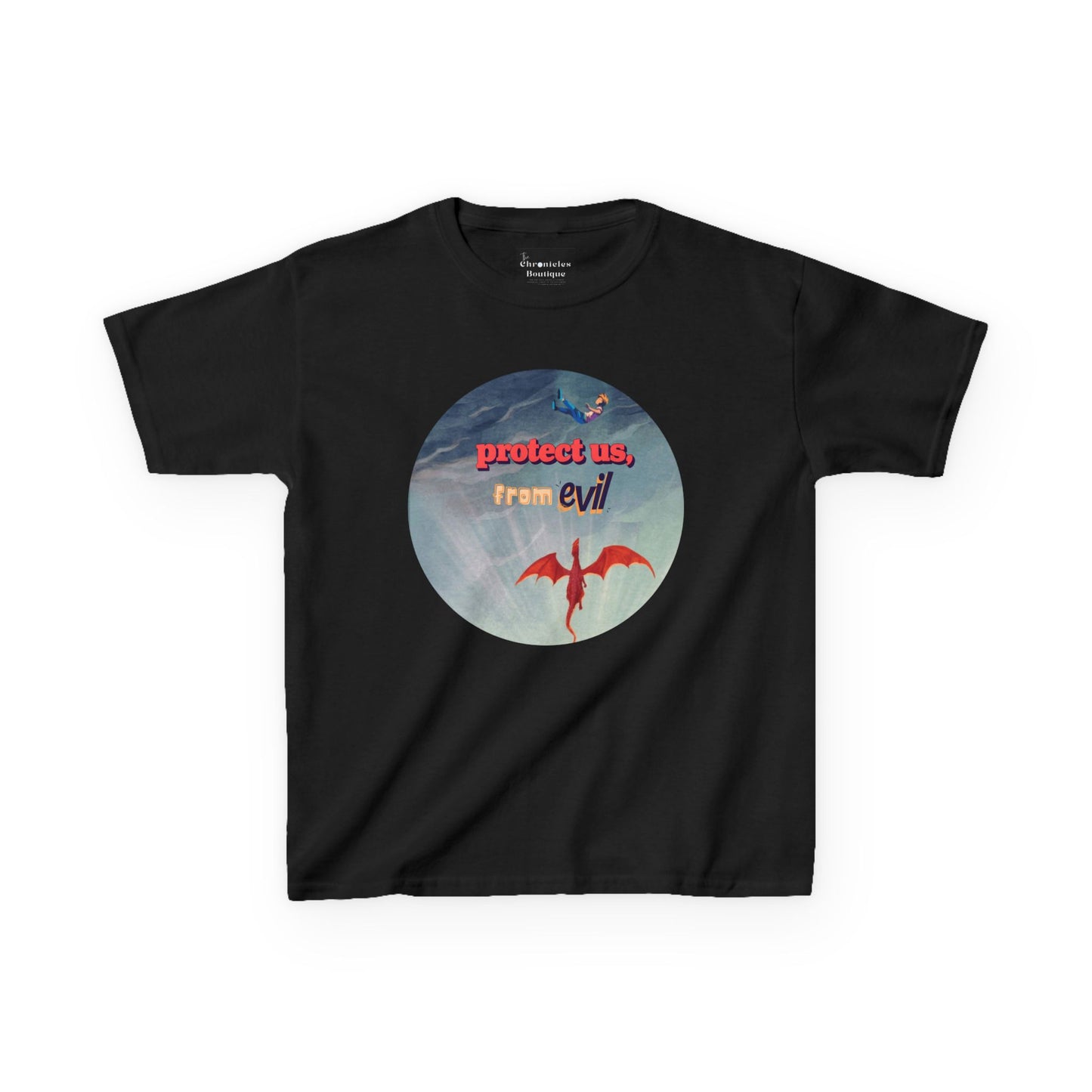 Protect Us From Evil" Kids T-Shirt | Children's Christian Prayer Apparel | Heavy Cotton™ Tee | Spiritual Protection Clothing