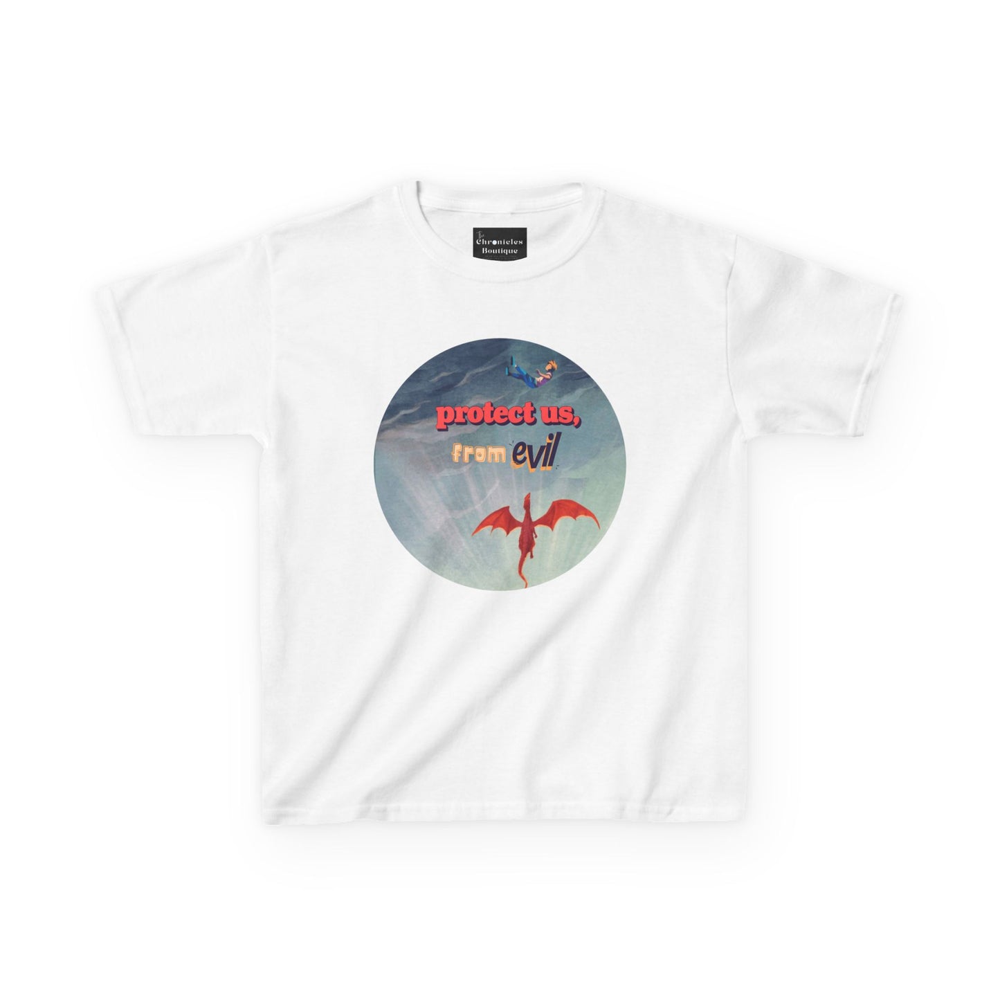 Protect Us From Evil" Kids T-Shirt | Children's Christian Prayer Apparel | Heavy Cotton™ Tee | Spiritual Protection Clothing