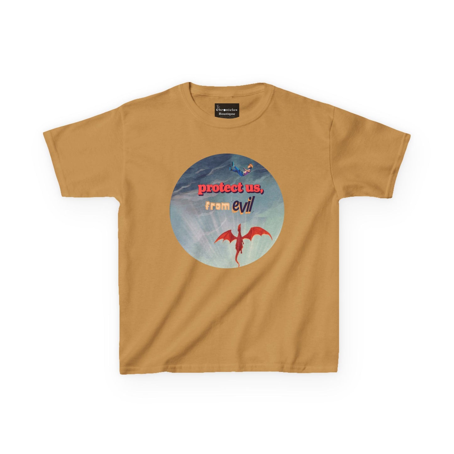 Protect Us From Evil" Kids T-Shirt | Children's Christian Prayer Apparel | Heavy Cotton™ Tee | Spiritual Protection Clothing