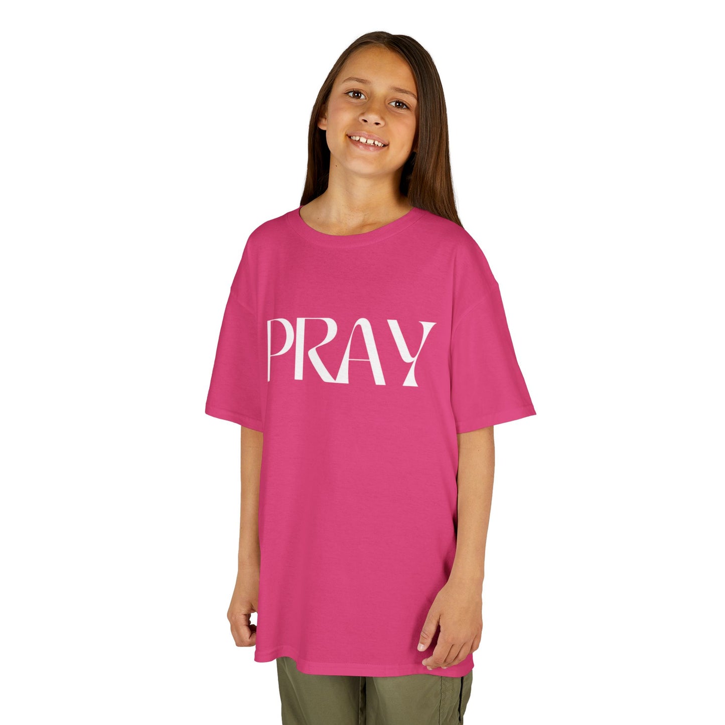 "Pray" Kids T-Shirt | Unisex Heavy Cotton™ Tee | Christian Children's Apparel | Faith-Based Kids Clothing