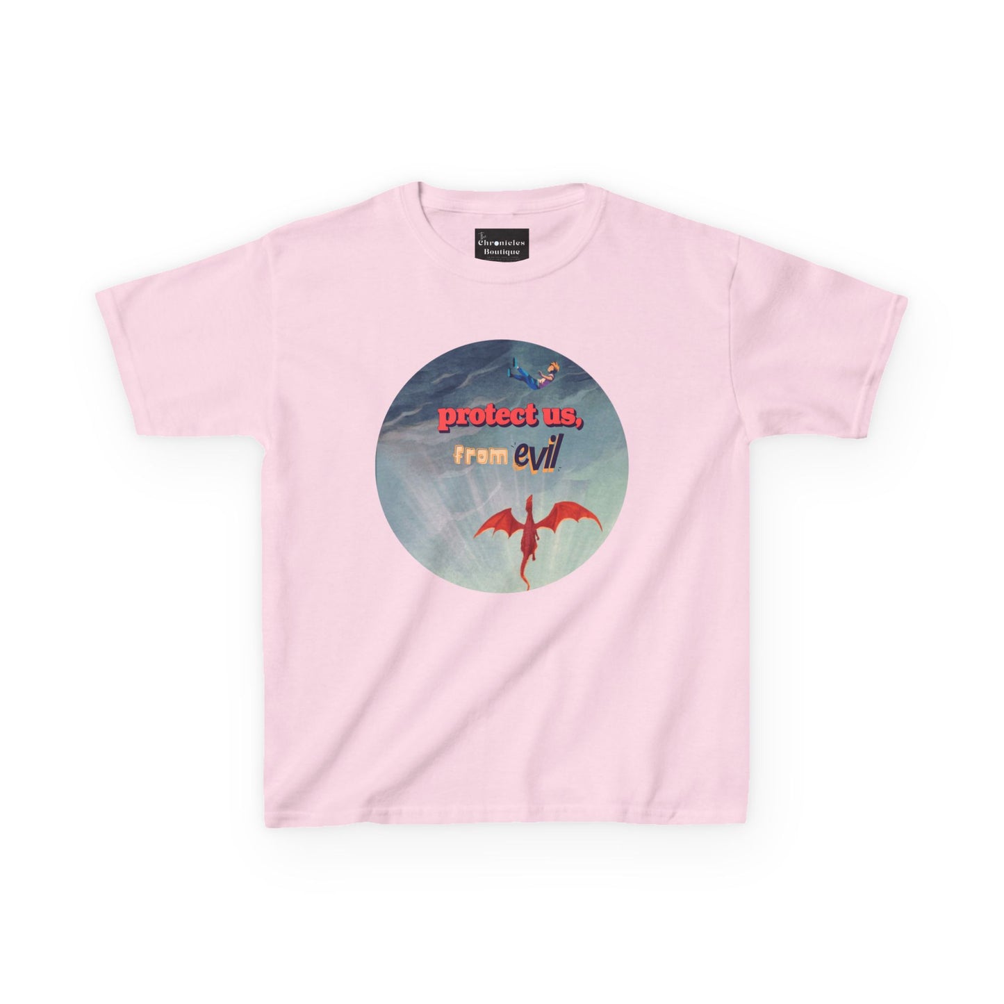 Protect Us From Evil" Kids T-Shirt | Children's Christian Prayer Apparel | Heavy Cotton™ Tee | Spiritual Protection Clothing
