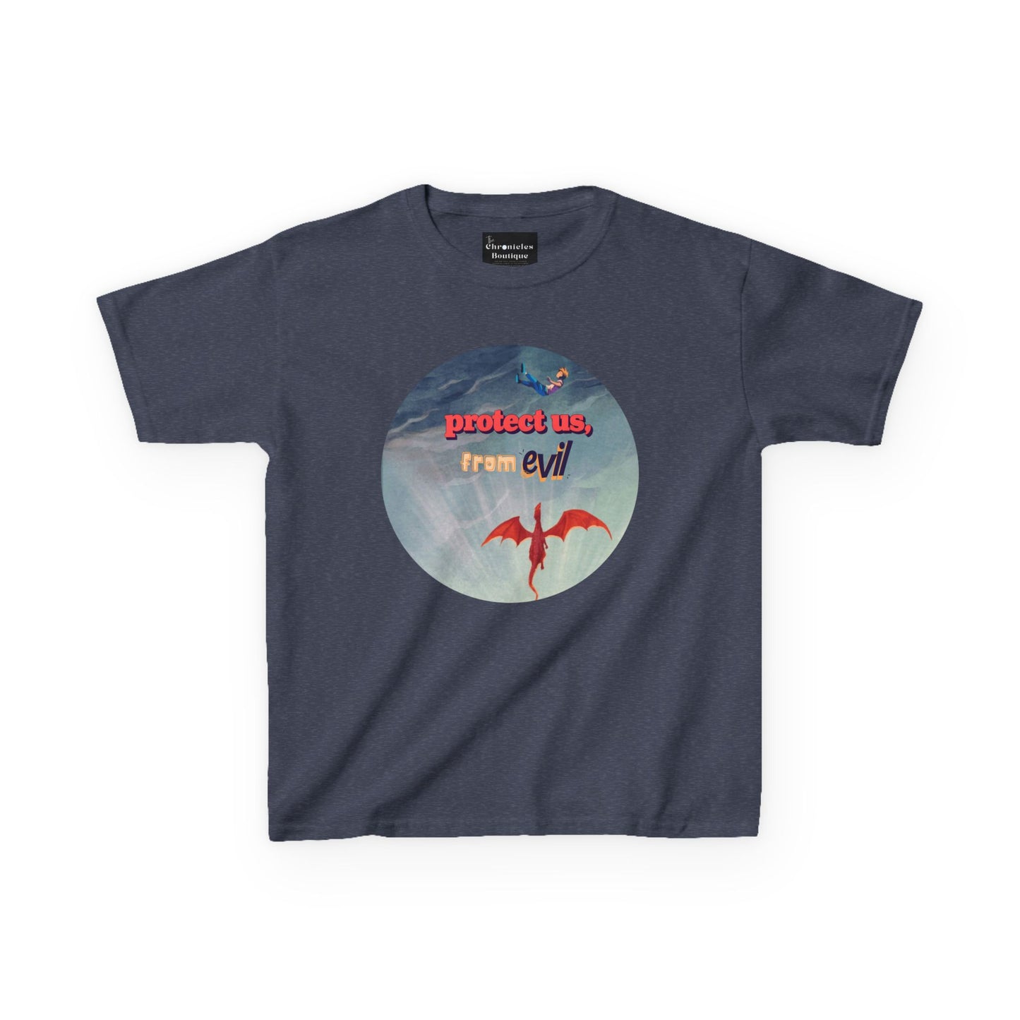 Protect Us From Evil" Kids T-Shirt | Children's Christian Prayer Apparel | Heavy Cotton™ Tee | Spiritual Protection Clothing