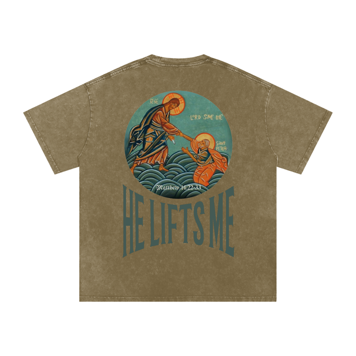 When I Fall He Lifts Me" Graphic Tee - Matthew 14 Scripture Streetwear - Chronicles Boutique Faith Statement Apparel