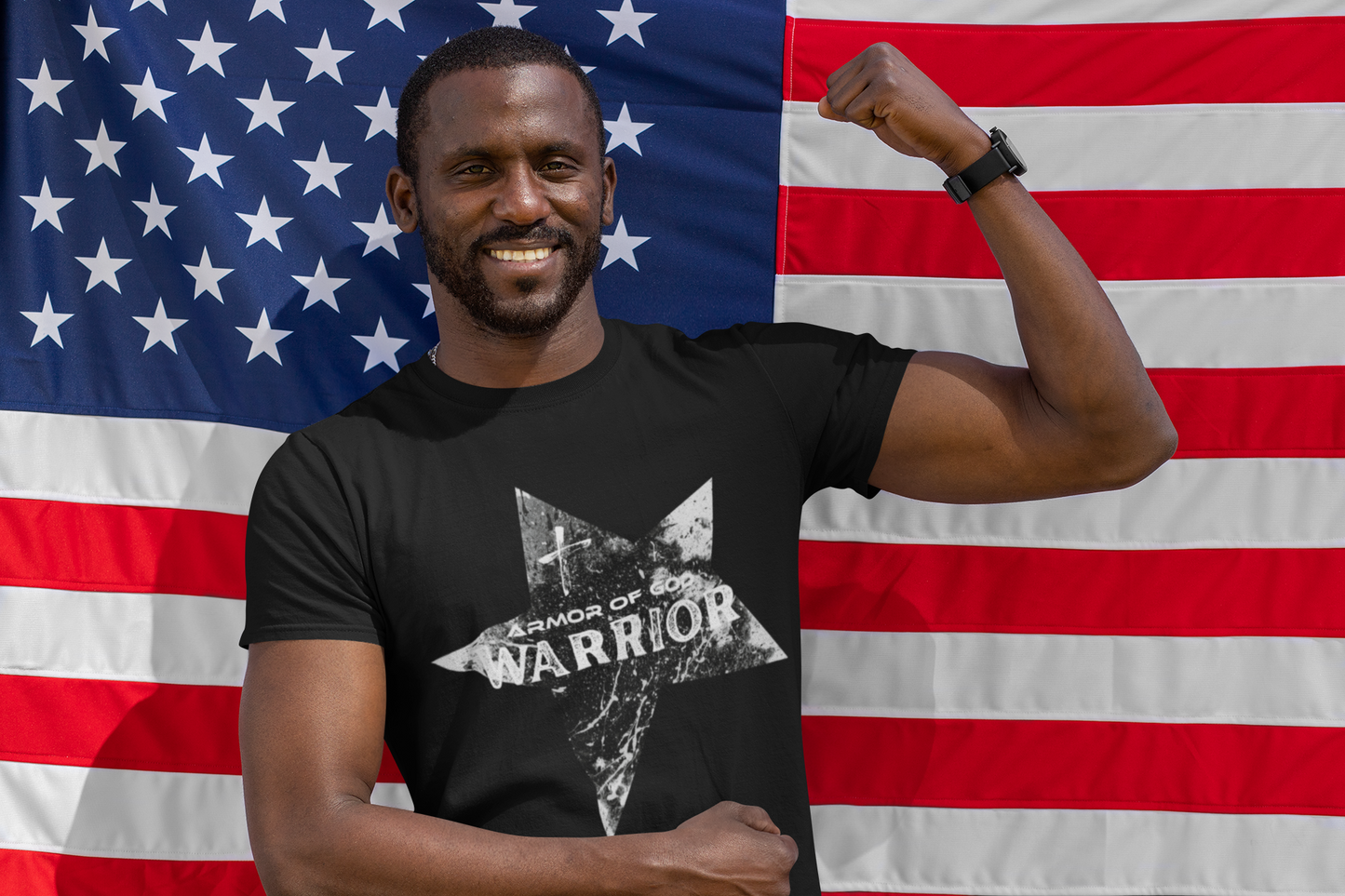 Armor of God Warrior T-Shirt for Men - Patriotic Christian Macho Tee - Faith & Country Military Style Unisex Heavy Cotton Tee