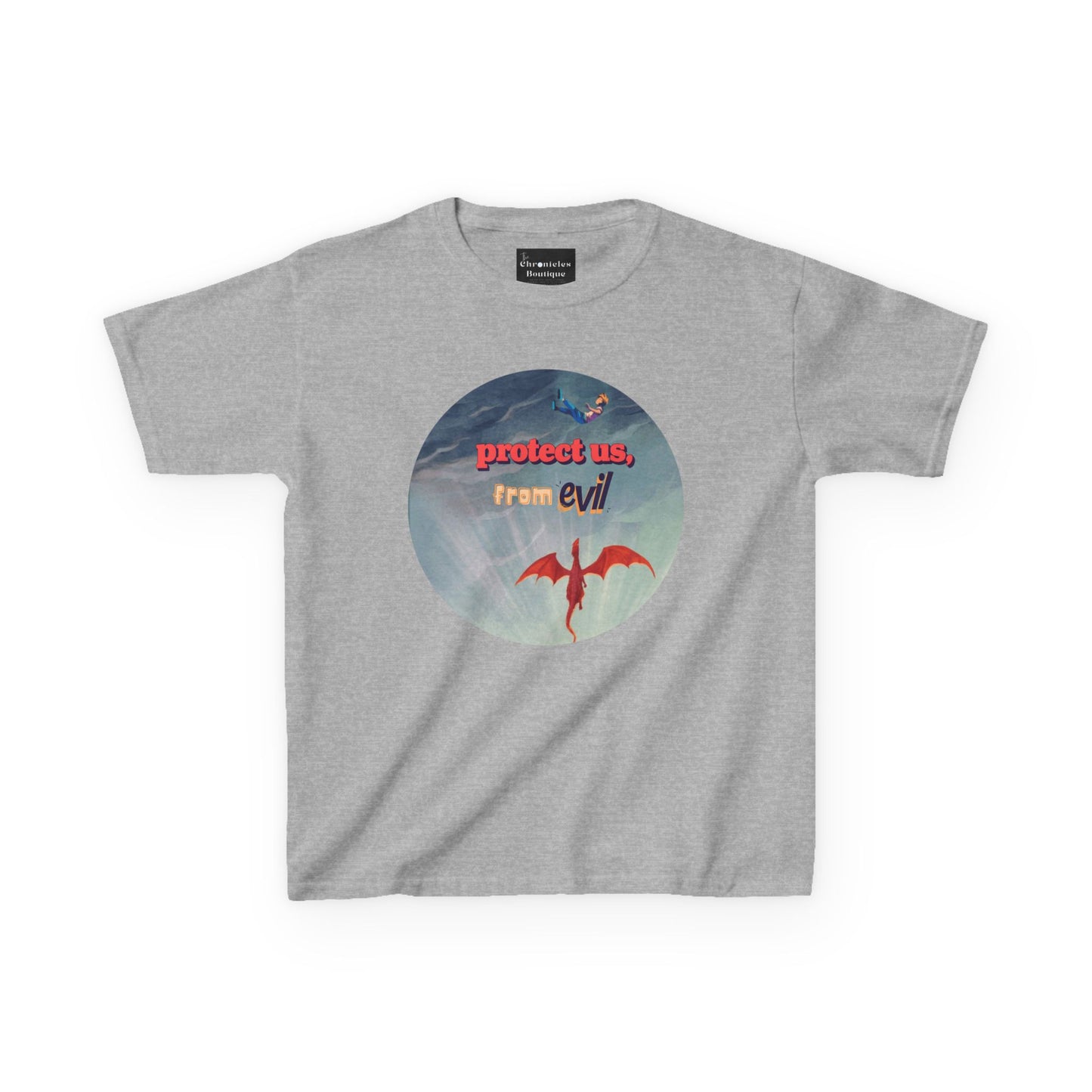 Protect Us From Evil" Kids T-Shirt | Children's Christian Prayer Apparel | Heavy Cotton™ Tee | Spiritual Protection Clothing