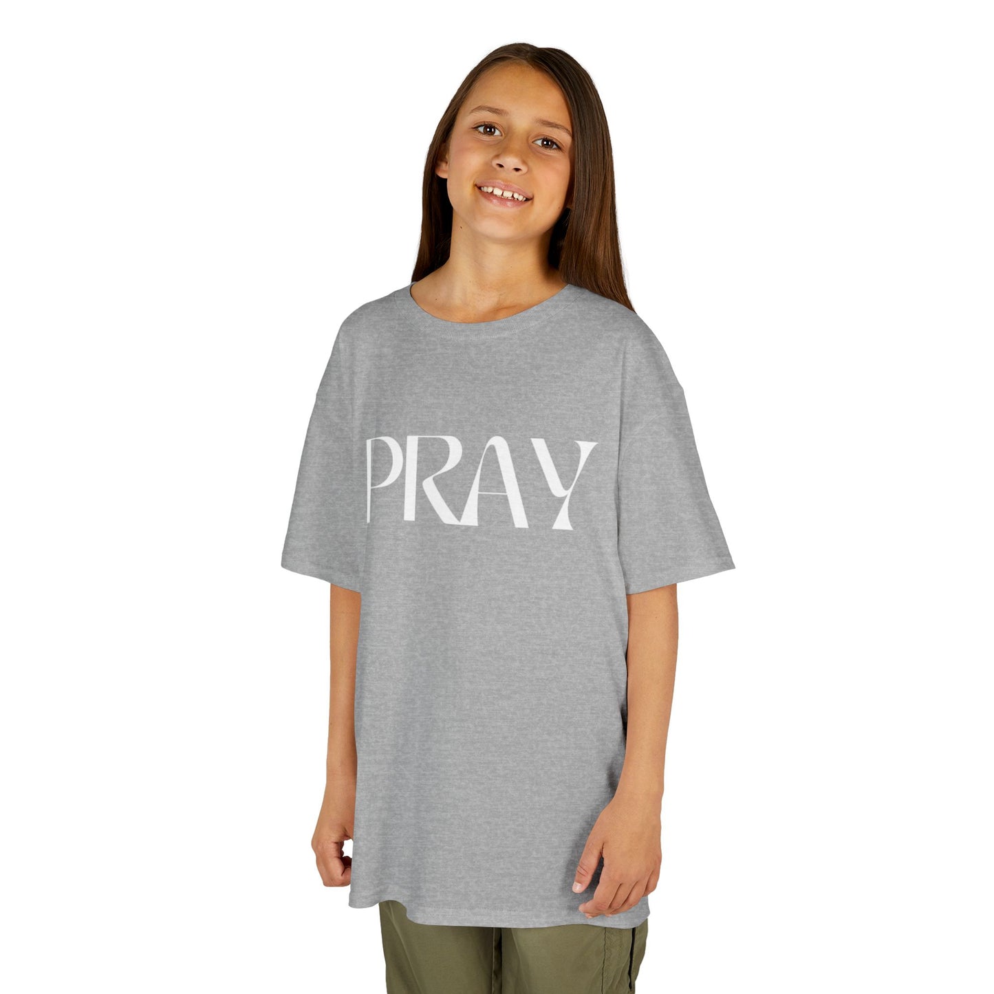 "Pray" Kids T-Shirt | Unisex Heavy Cotton™ Tee | Christian Children's Apparel | Faith-Based Kids Clothing