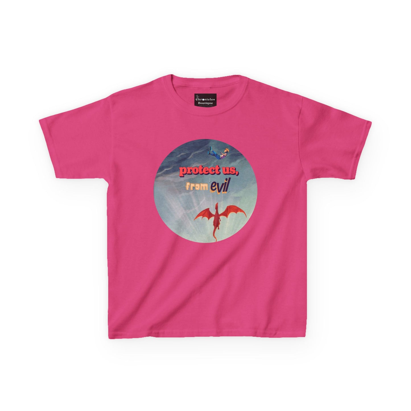 Protect Us From Evil" Kids T-Shirt | Children's Christian Prayer Apparel | Heavy Cotton™ Tee | Spiritual Protection Clothing