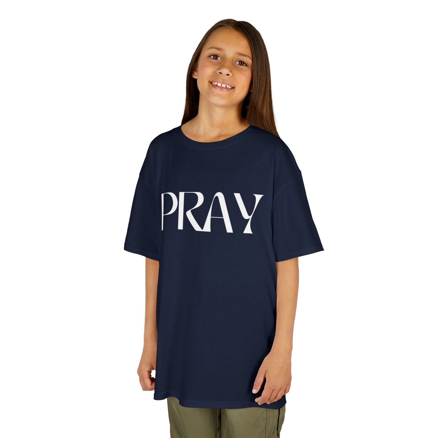 "Pray" Kids T-Shirt | Unisex Heavy Cotton™ Tee | Christian Children's Apparel | Faith-Based Kids Clothing
