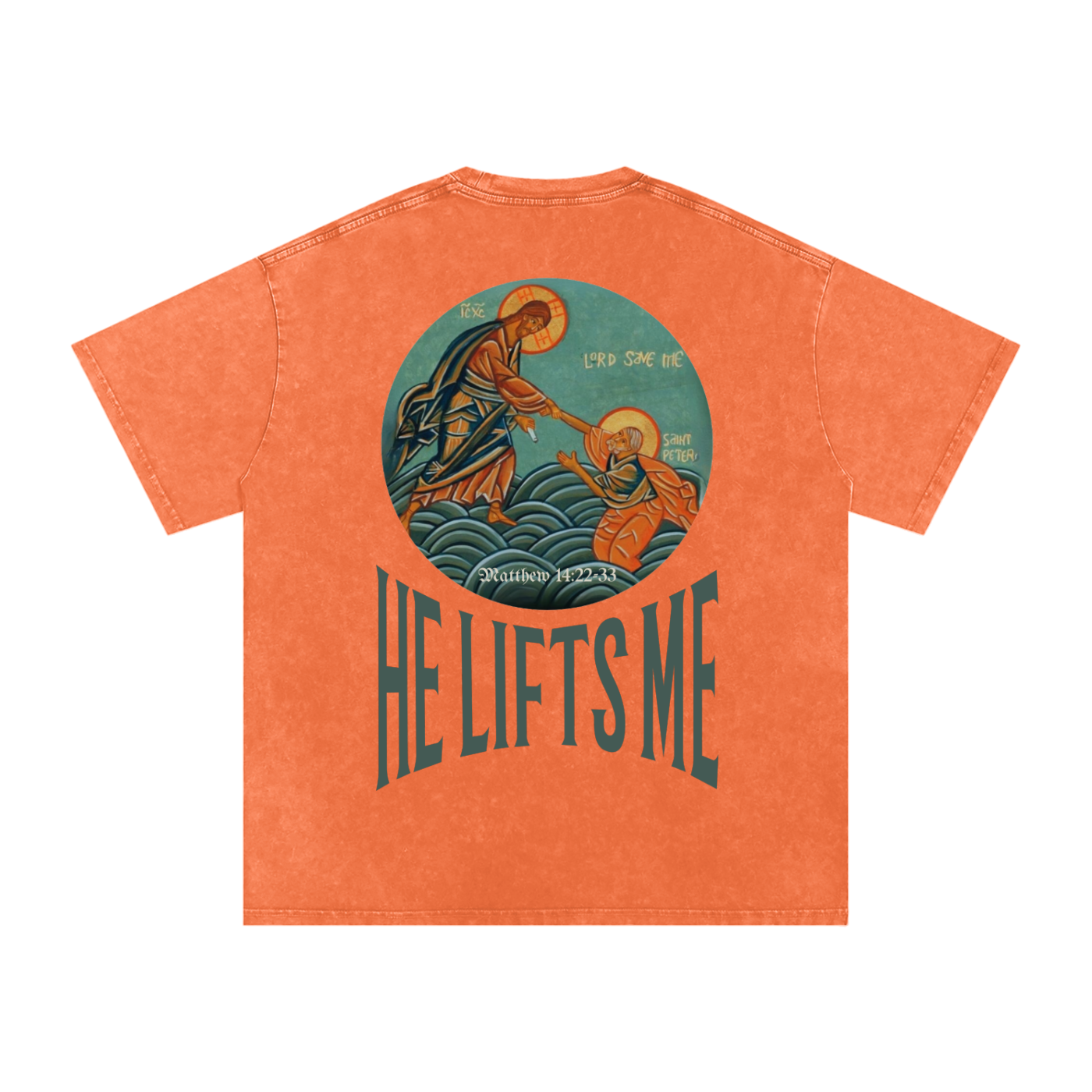 When I Fall He Lifts Me" Graphic Tee - Matthew 14 Scripture Streetwear - Chronicles Boutique Faith Statement Apparel