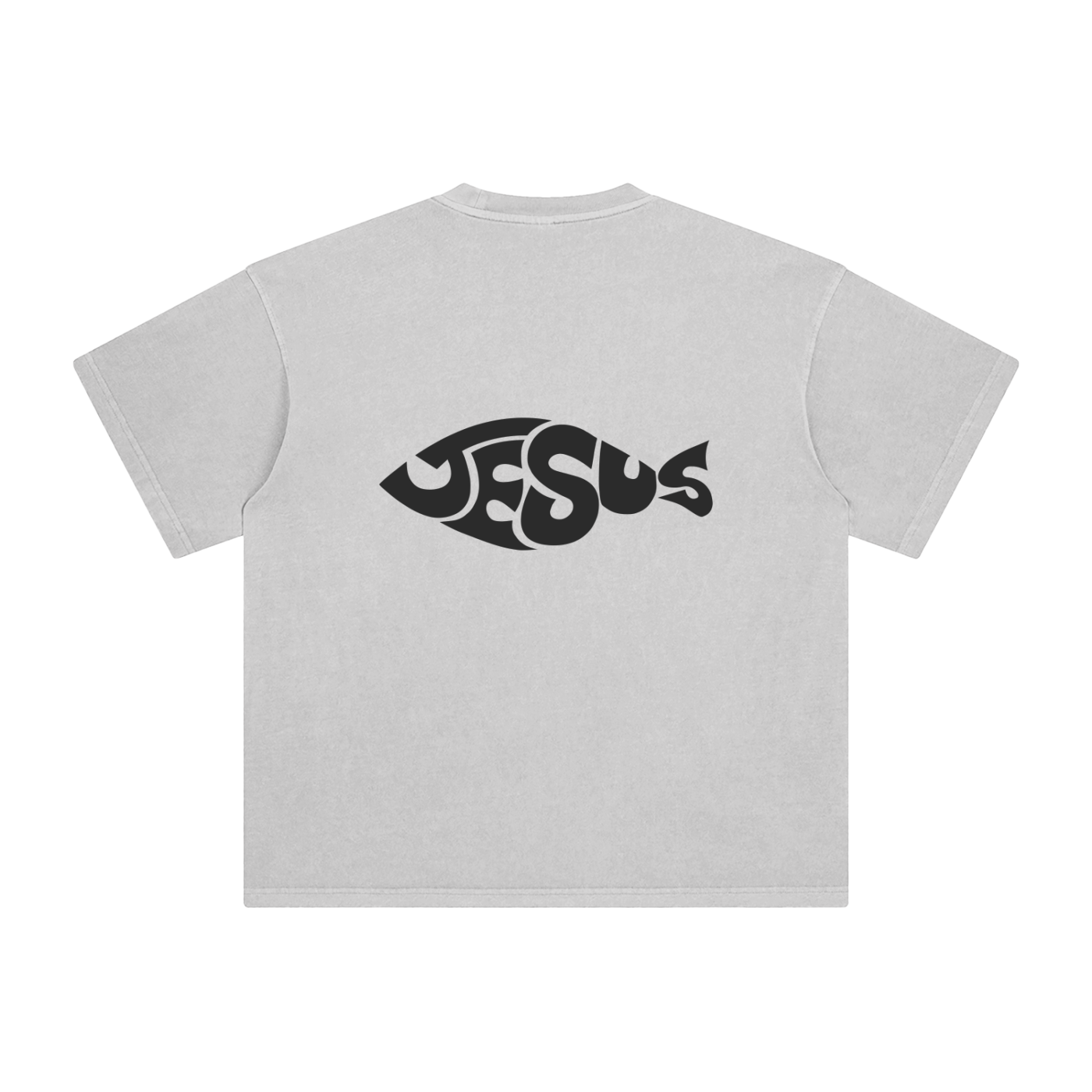 Jesus Fish Eye Script Enzyme Washed Trendy Fit Tee - Catholic Faith Statement Shirt - Chronicles Boutique Christian Apparel