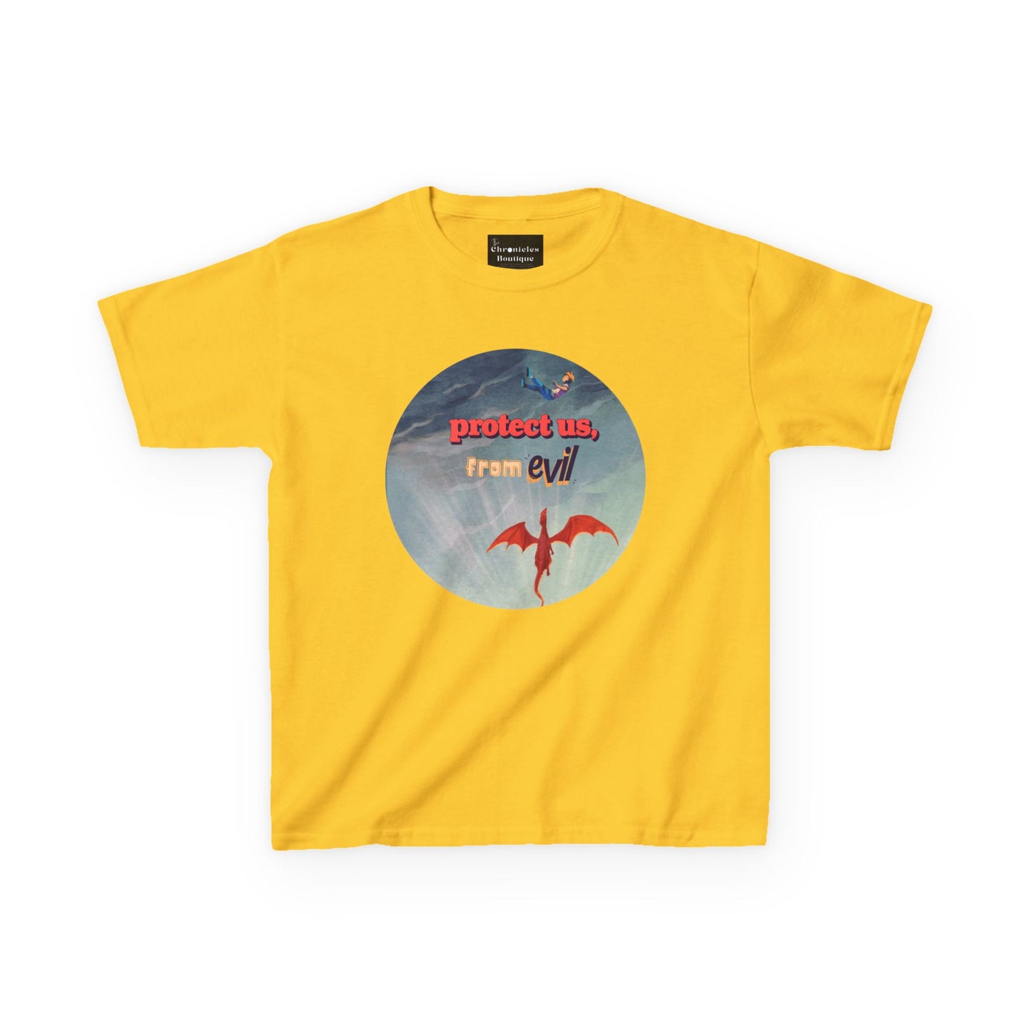 Protect Us From Evil" Kids T-Shirt | Children's Christian Prayer Apparel | Heavy Cotton™ Tee | Spiritual Protection Clothing
