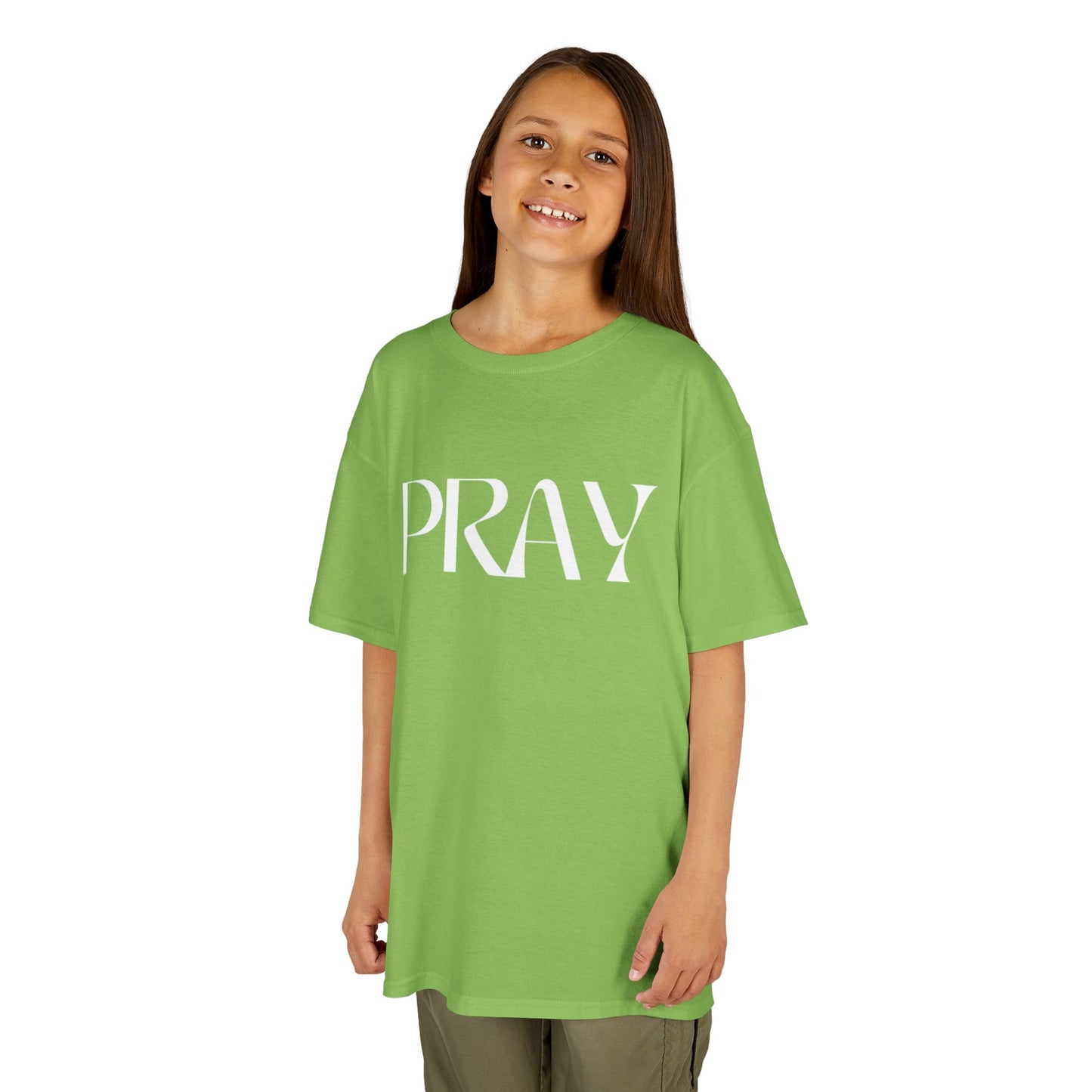 "Pray" Kids T-Shirt | Unisex Heavy Cotton™ Tee | Christian Children's Apparel | Faith-Based Kids Clothing