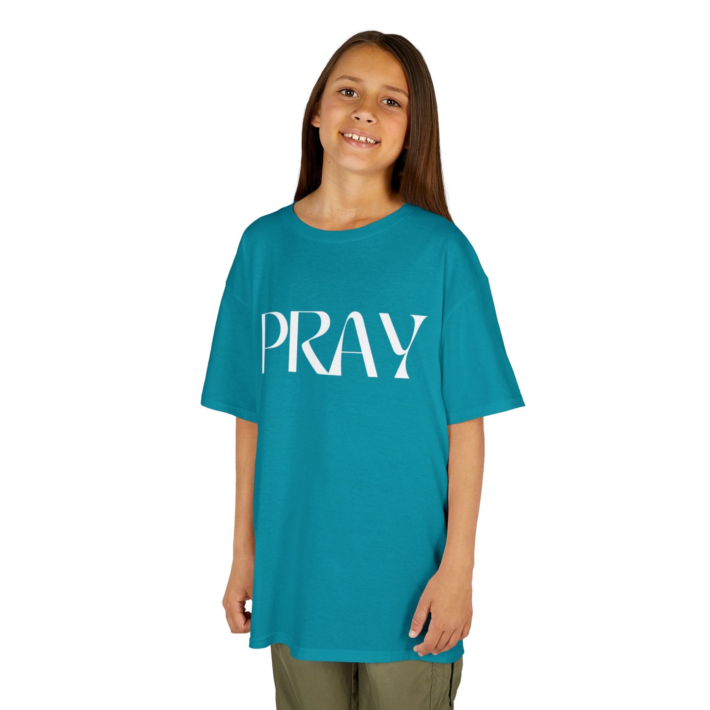 "Pray" Kids T-Shirt | Unisex Heavy Cotton™ Tee | Christian Children's Apparel | Faith-Based Kids Clothing