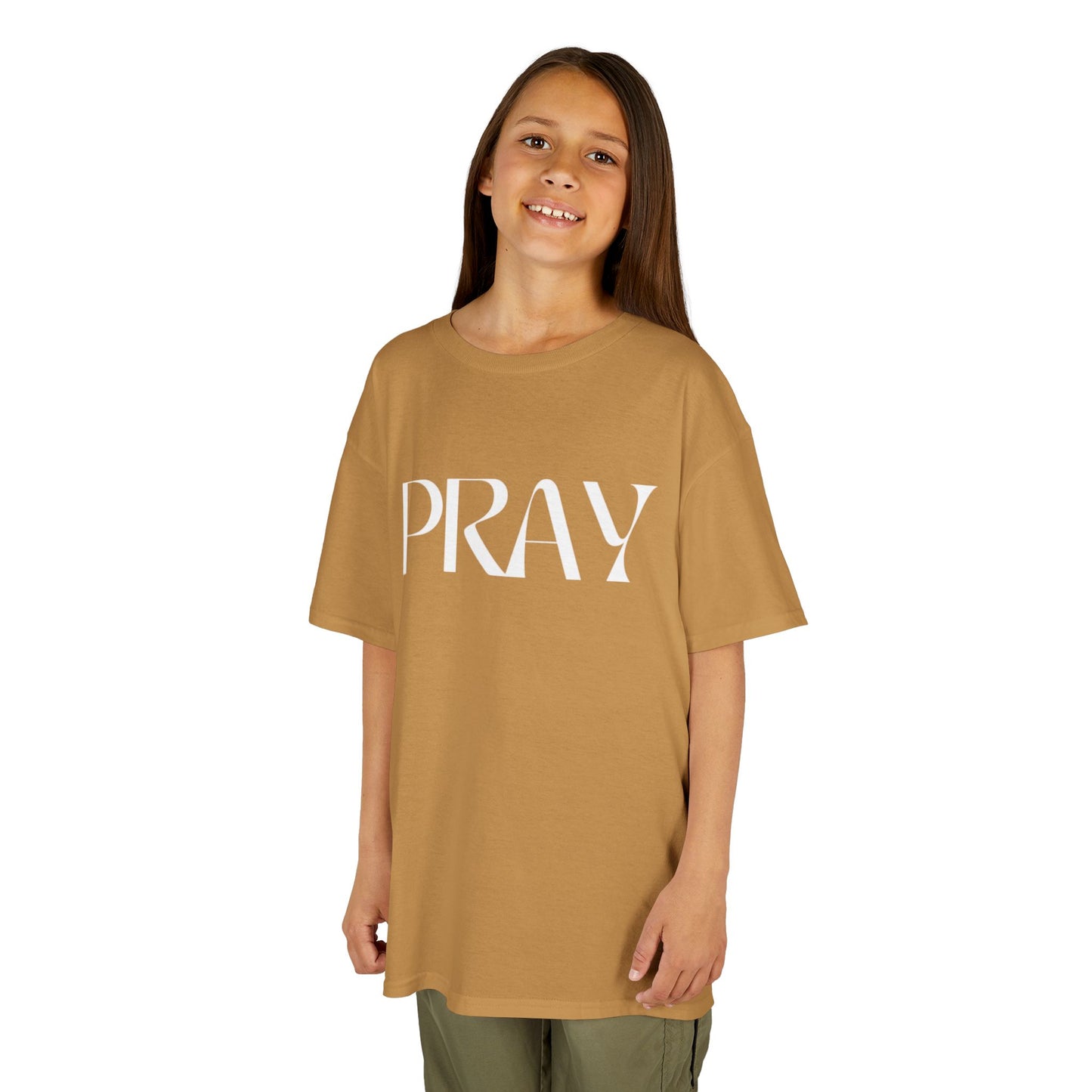 "Pray" Kids T-Shirt | Unisex Heavy Cotton™ Tee | Christian Children's Apparel | Faith-Based Kids Clothing