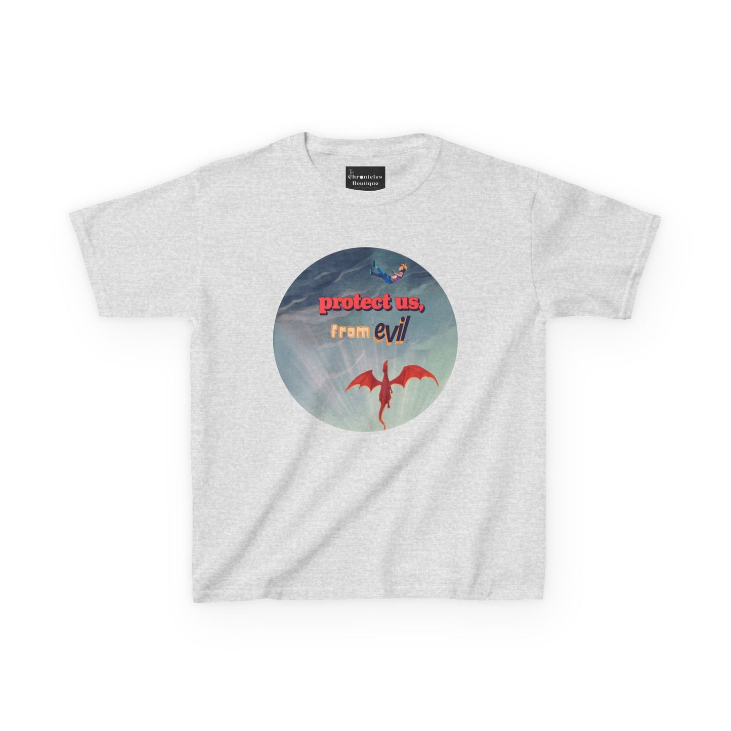 Protect Us From Evil" Kids T-Shirt | Children's Christian Prayer Apparel | Heavy Cotton™ Tee | Spiritual Protection Clothing
