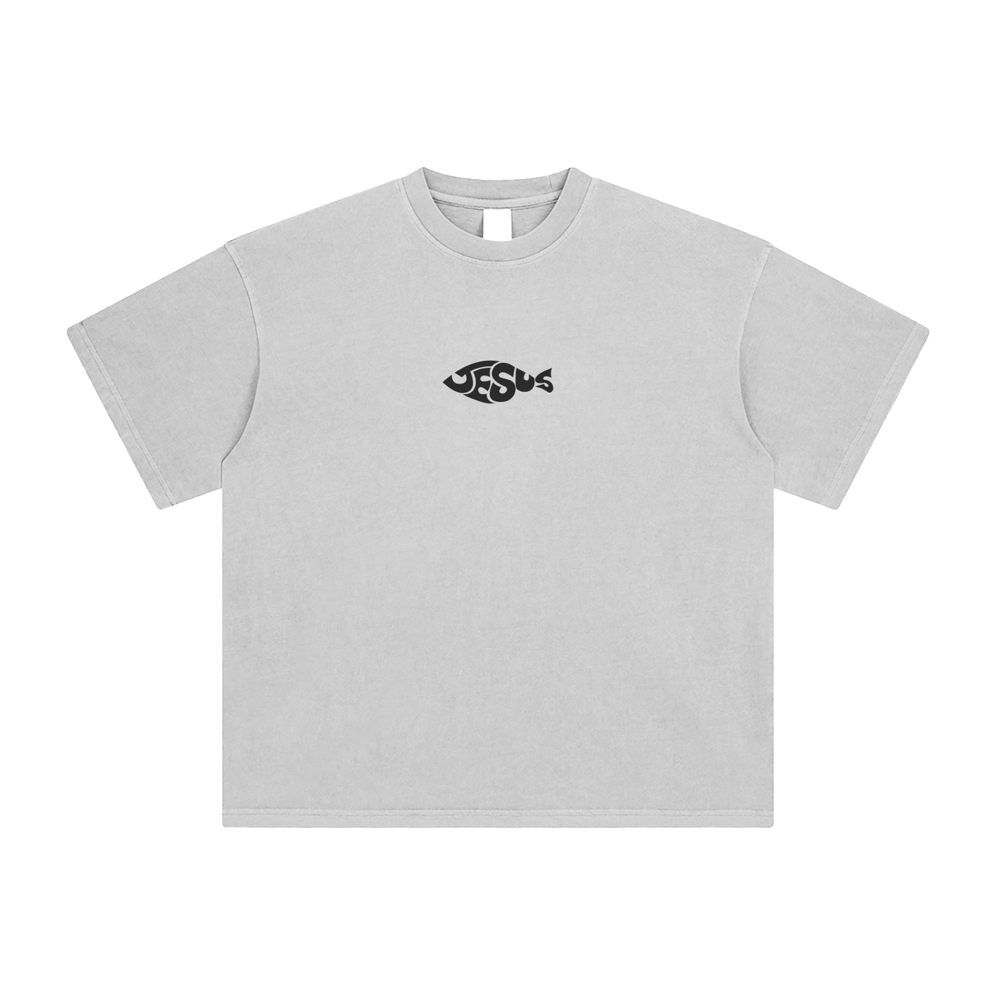 Jesus Fish Eye Script Enzyme Washed Trendy Fit Tee - Catholic Faith Statement Shirt - Chronicles Boutique Christian Apparel