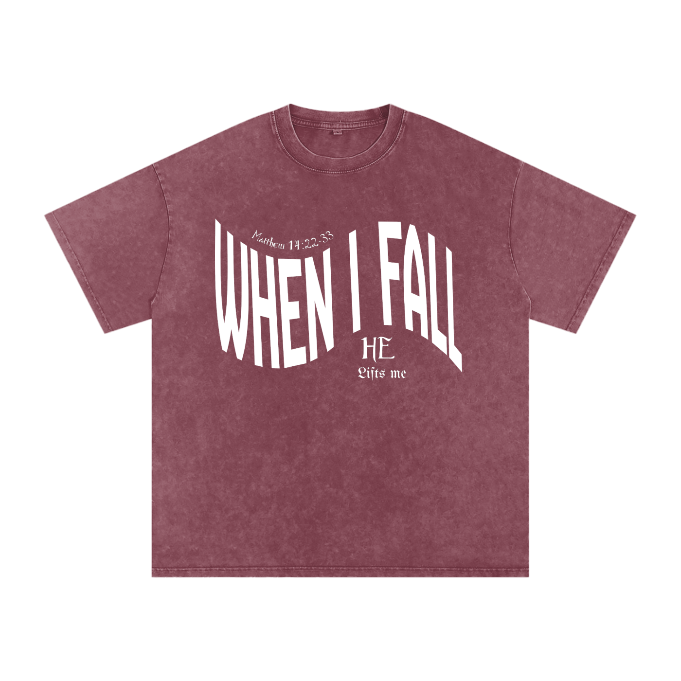 When I Fall, Jesus Lifts Me – Unisex Snow Washed Oversized Cotton T-Shirt