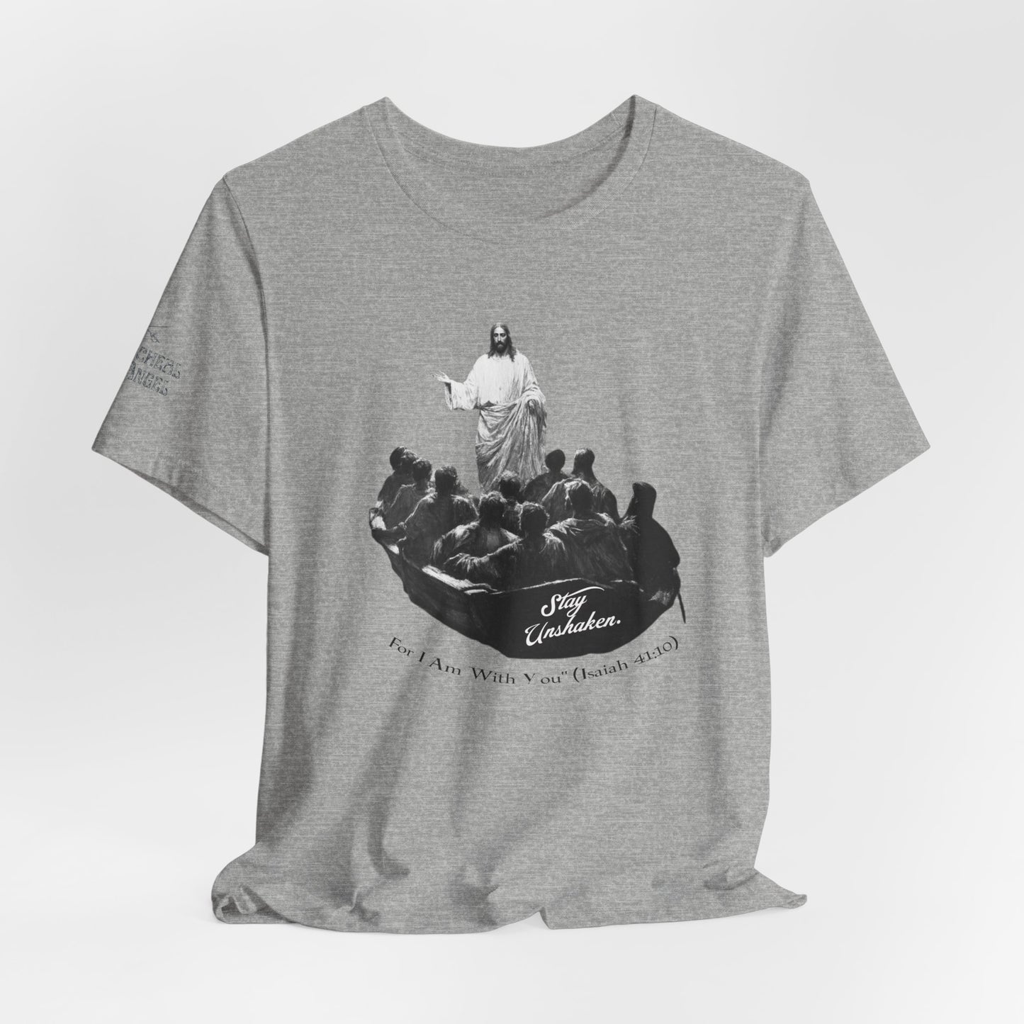 Stay Unshaken, For I Am With You" Christian T-Shirt | Jesus Calms the Storm Apparel | Heavy Cotton™ Tee | Biblical Clothing