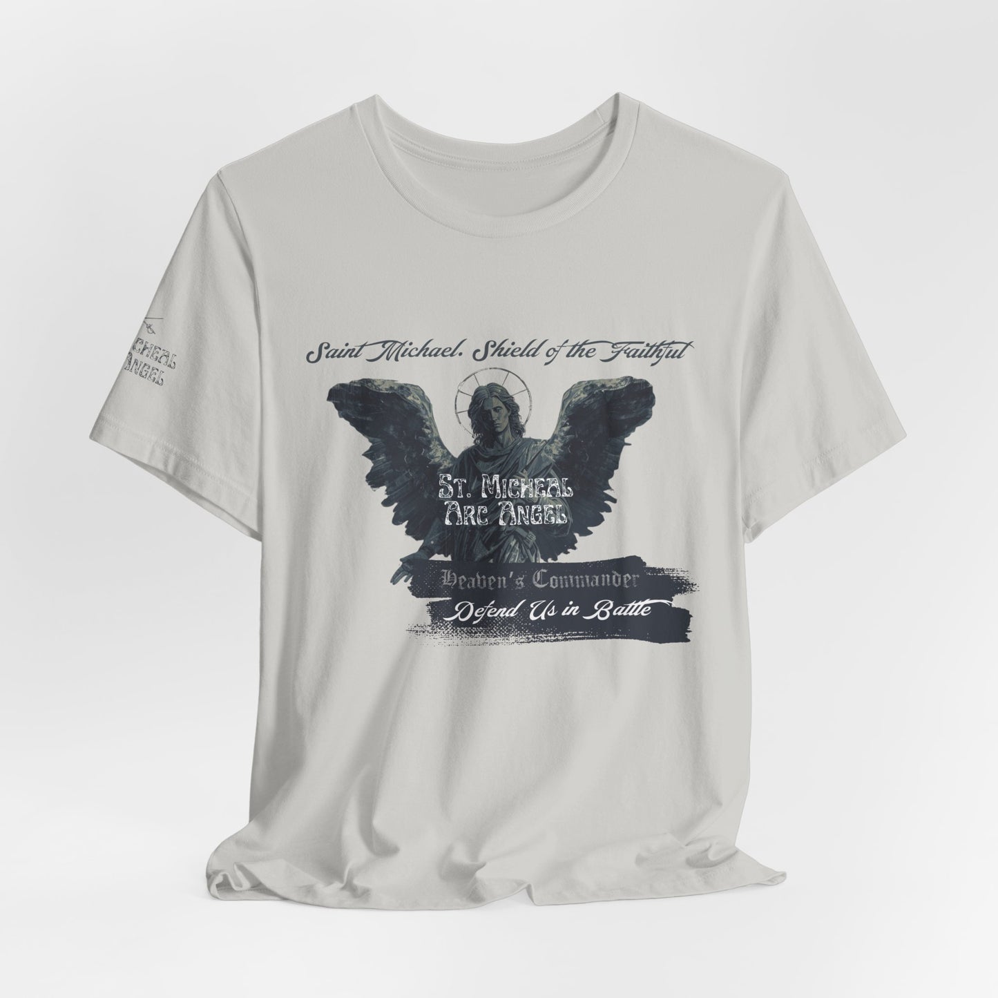 Copy of Saint Michael Short Sleeve Tee, Angel Wing Tee, Faith T-Shirt,Catholic christian Apparel, Gift for Believers, Holy Mass Shirt
