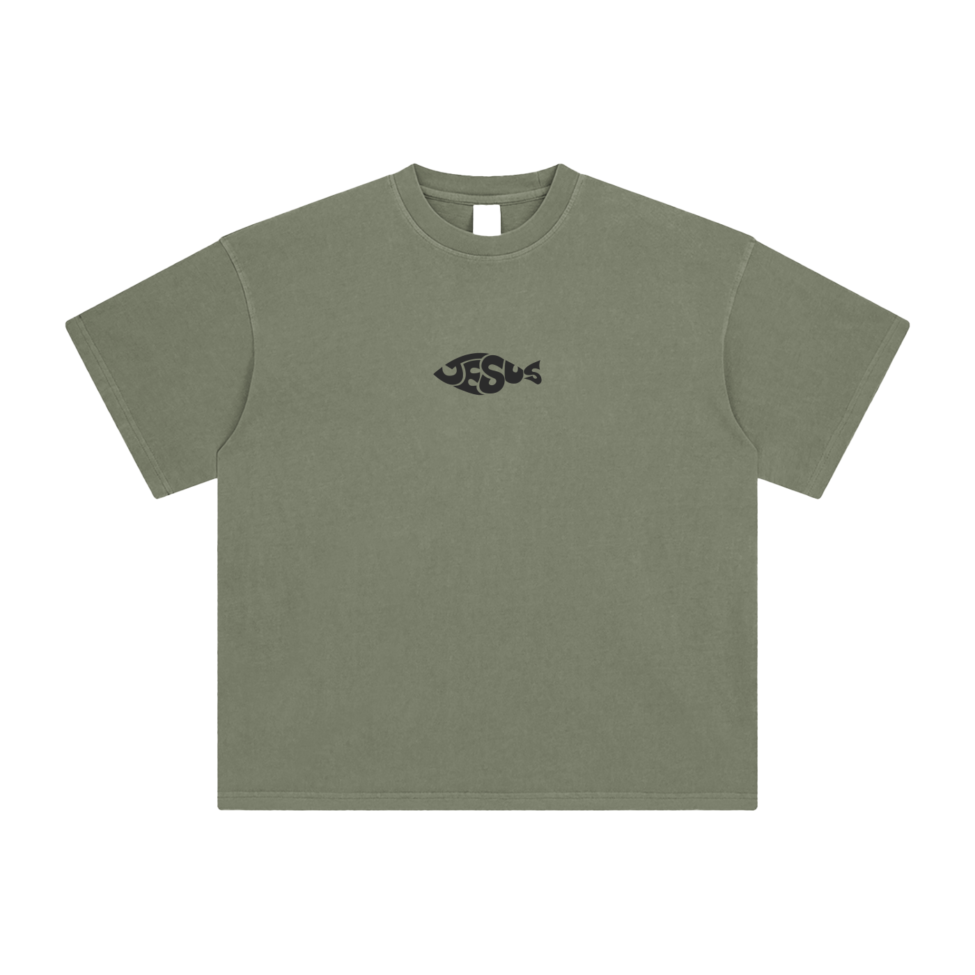 Jesus Fish Eye Script Enzyme Washed Trendy Fit Tee - Catholic Faith Statement Shirt - Chronicles Boutique Christian Apparel