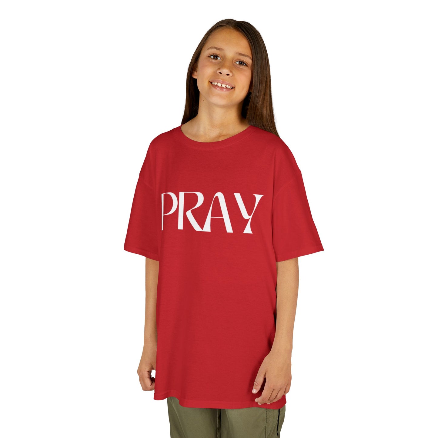"Pray" Kids T-Shirt | Unisex Heavy Cotton™ Tee | Christian Children's Apparel | Faith-Based Kids Clothing