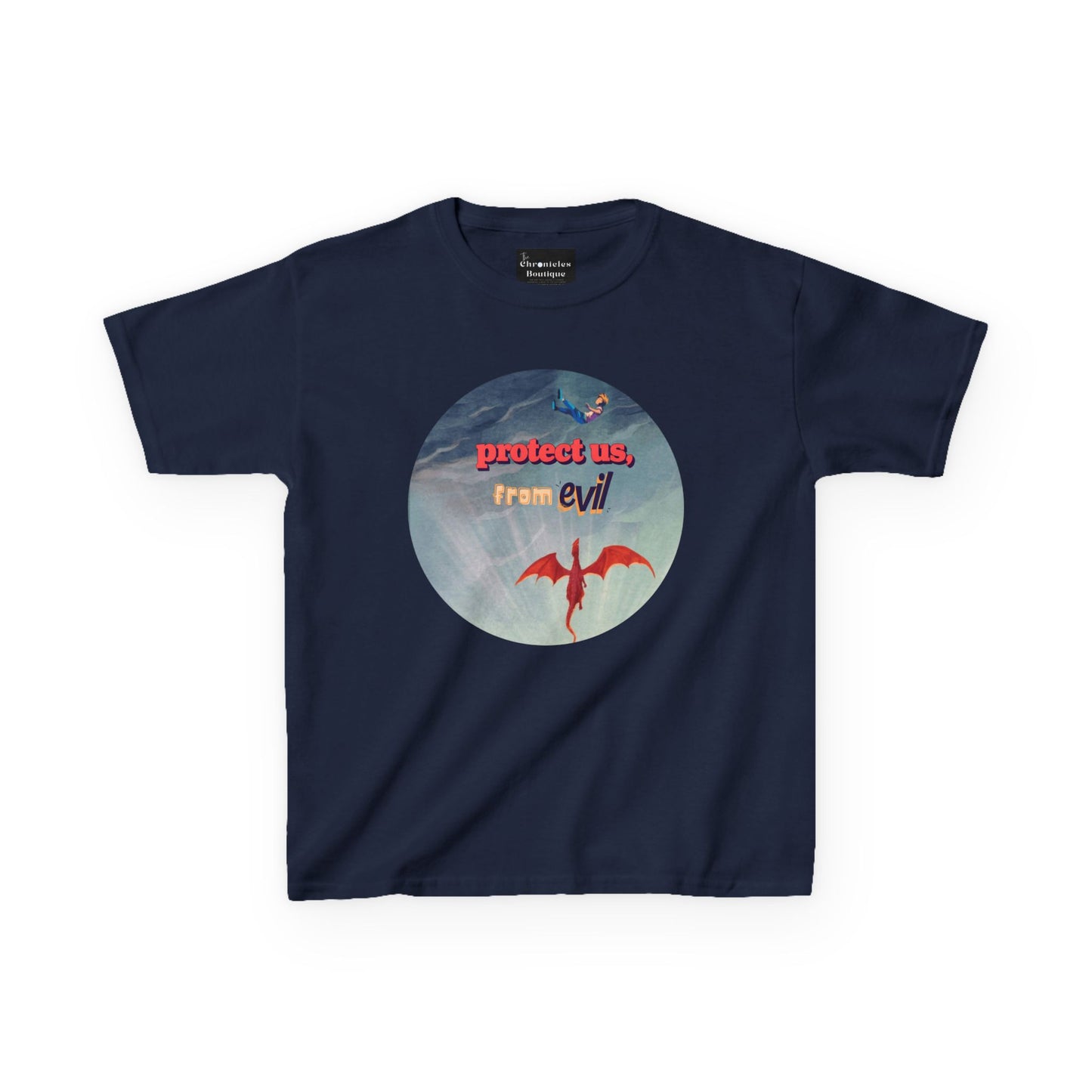 Protect Us From Evil" Kids T-Shirt | Children's Christian Prayer Apparel | Heavy Cotton™ Tee | Spiritual Protection Clothing