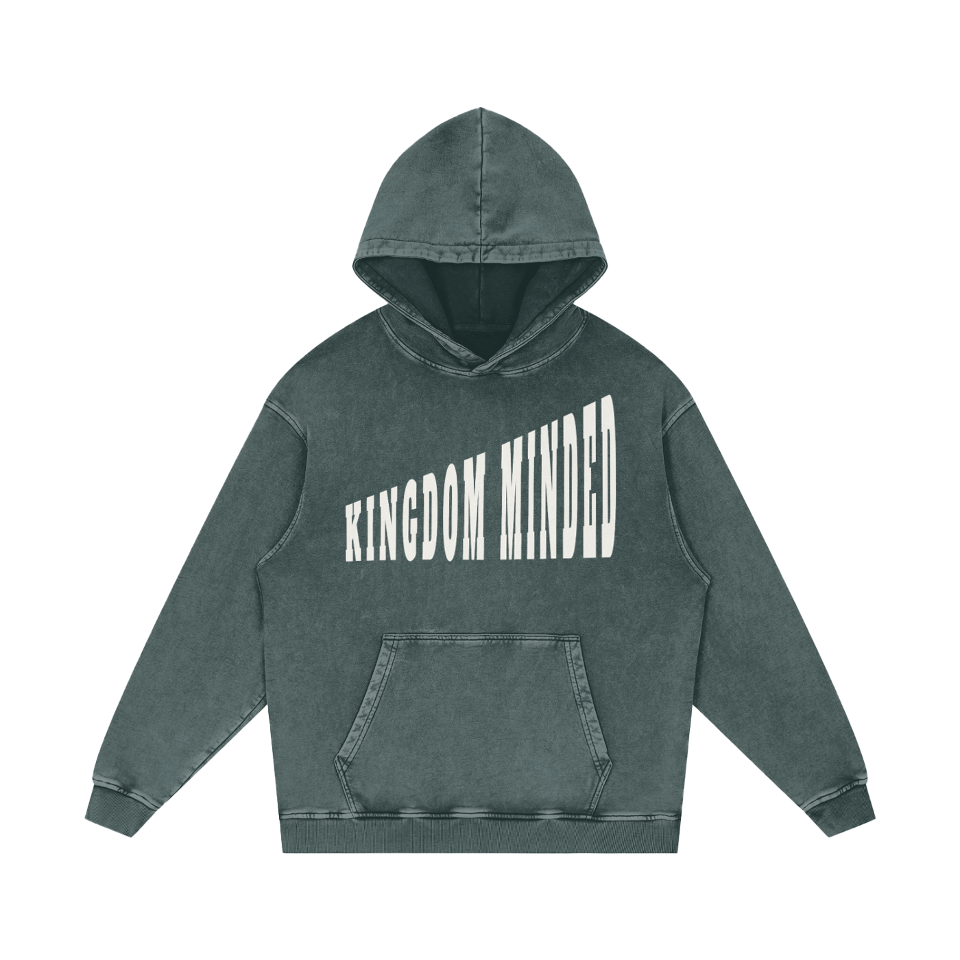 “Kingdom Minded” Snow-Washed Heavy Cotton Hoodie — Faith Streetwear for the Bold