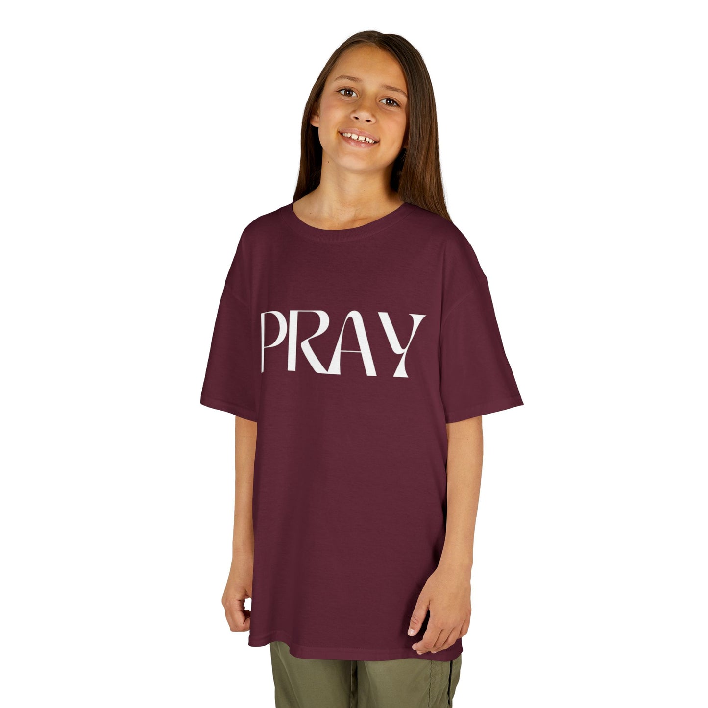 "Pray" Kids T-Shirt | Unisex Heavy Cotton™ Tee | Christian Children's Apparel | Faith-Based Kids Clothing