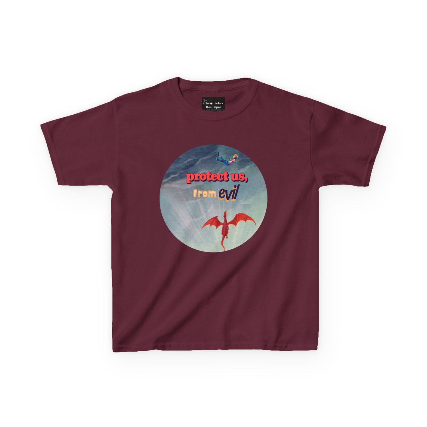 Protect Us From Evil" Kids T-Shirt | Children's Christian Prayer Apparel | Heavy Cotton™ Tee | Spiritual Protection Clothing
