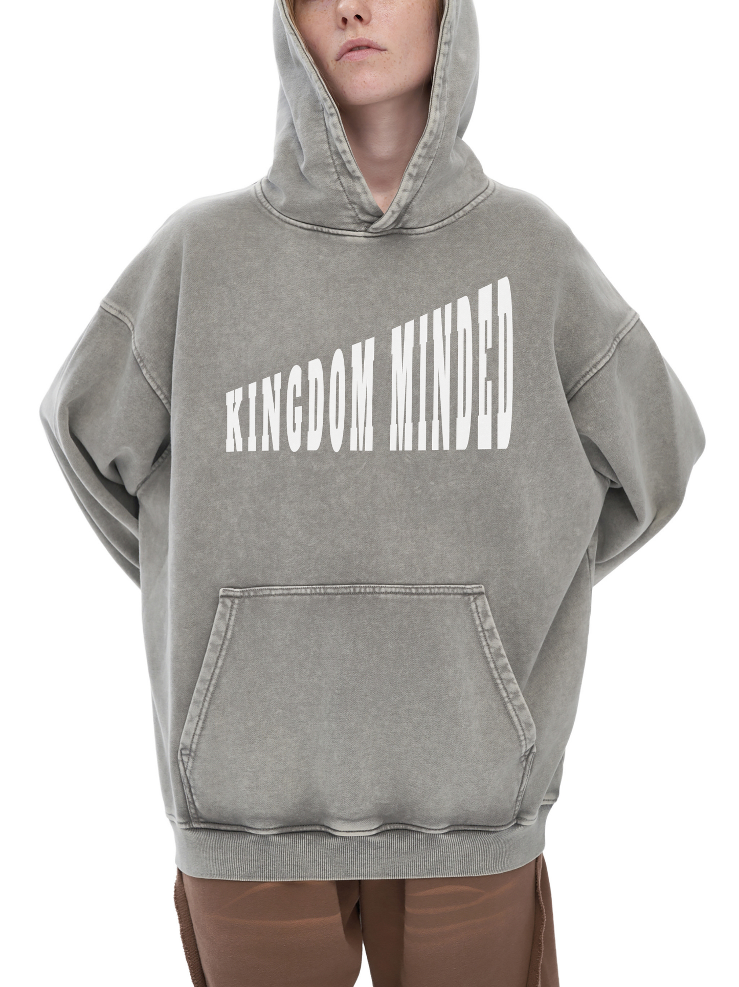 “Kingdom Minded” Snow-Washed Heavy Cotton Hoodie — Faith Streetwear for the Bold