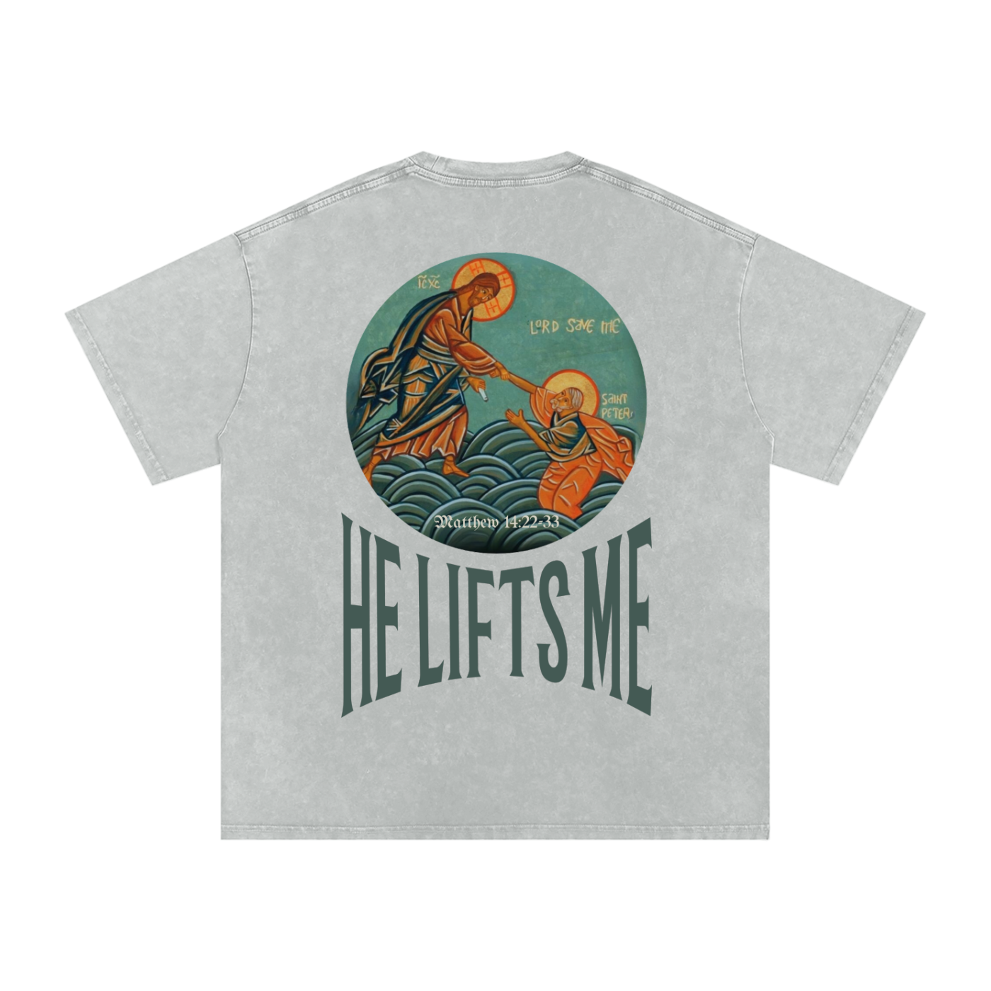 When I Fall He Lifts Me" Graphic Tee - Matthew 14 Scripture Streetwear - Chronicles Boutique Faith Statement Apparel