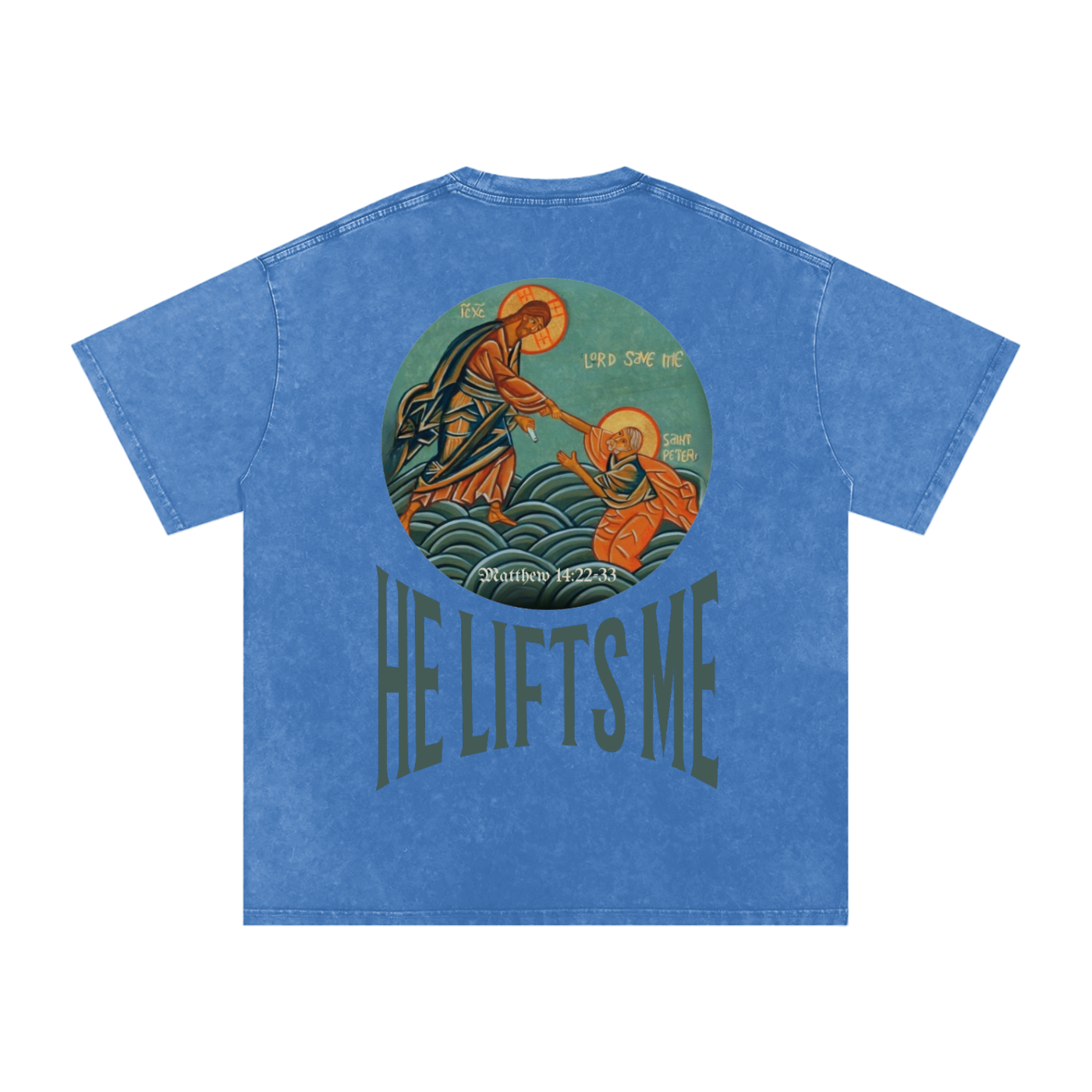 When I Fall He Lifts Me" Graphic Tee - Matthew 14 Scripture Streetwear - Chronicles Boutique Faith Statement Apparel