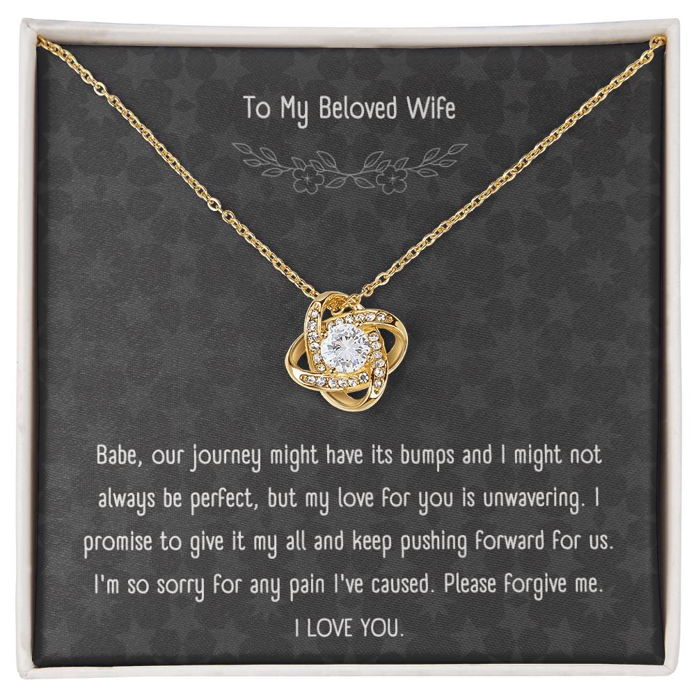 "Forgive Me, I Love You" - Love Knot Necklace with Message Card for Wife
