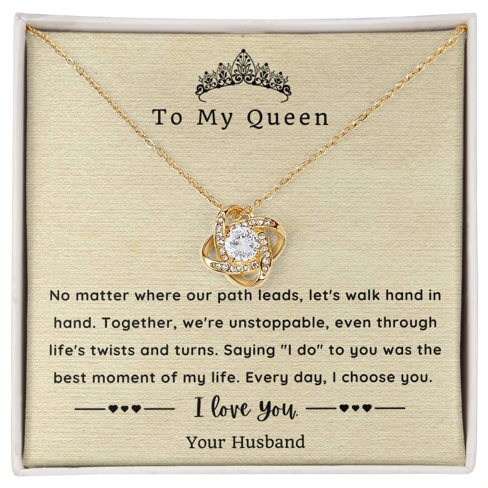 Love Knot Necklace for Wife - Sentimental Message Card Jewelry - Perfect Gift for Her