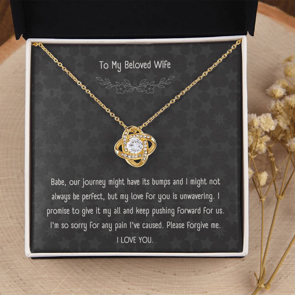 "Forgive Me, I Love You" - Love Knot Necklace with Message Card for Wife