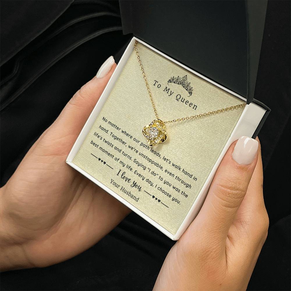 Love Knot Necklace for Wife - Sentimental Message Card Jewelry - Perfect Gift for Her