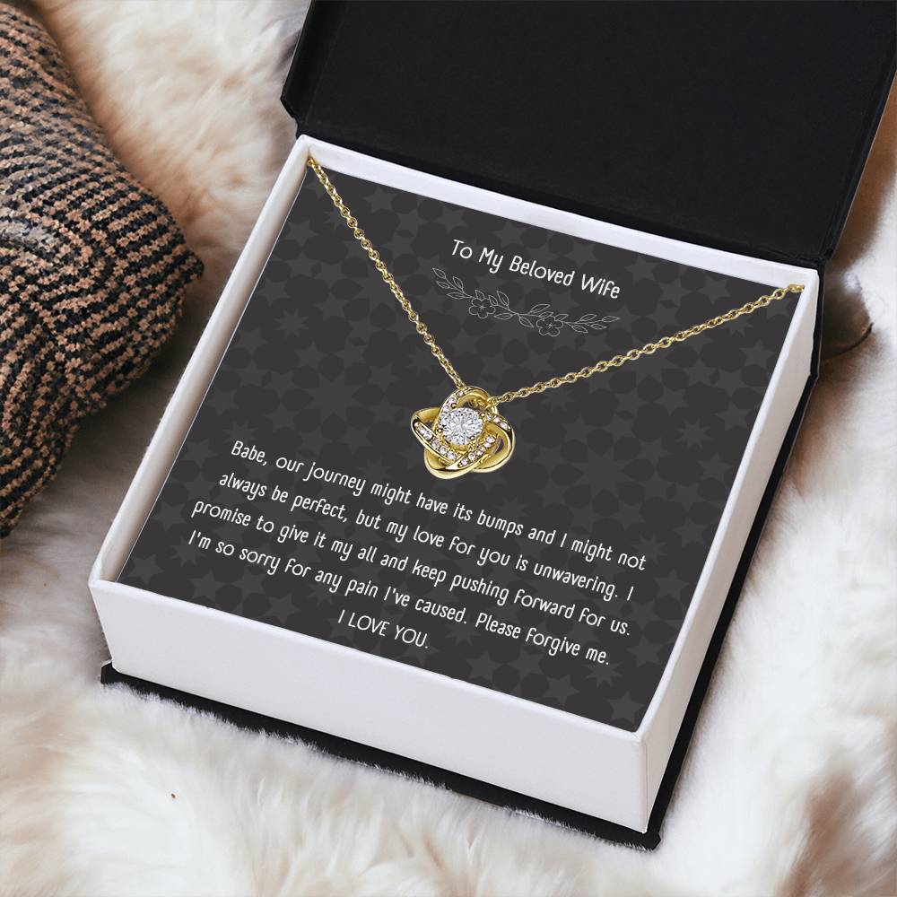 "Forgive Me, I Love You" - Love Knot Necklace with Message Card for Wife