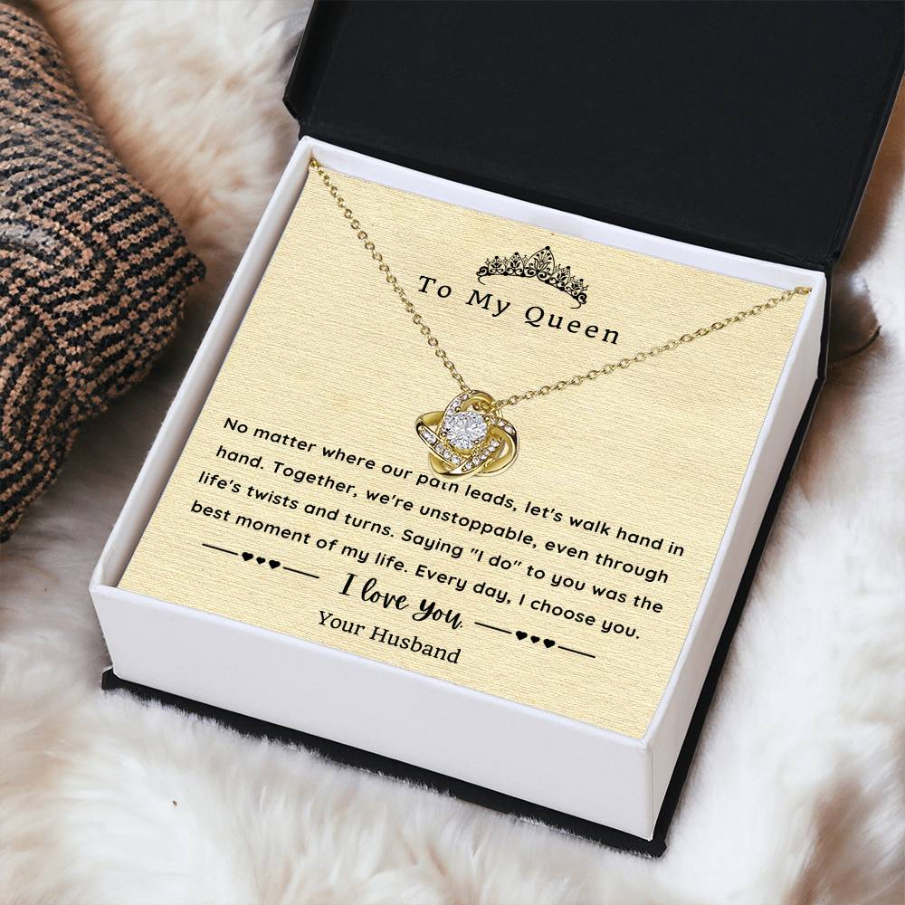 Love Knot Necklace for Wife - Sentimental Message Card Jewelry - Perfect Gift for Her