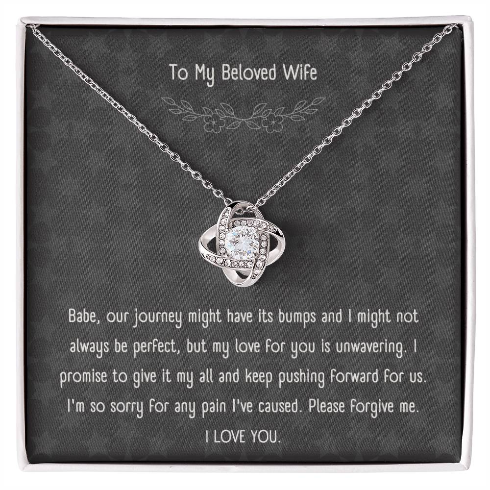 "Forgive Me, I Love You" - Love Knot Necklace with Message Card for Wife