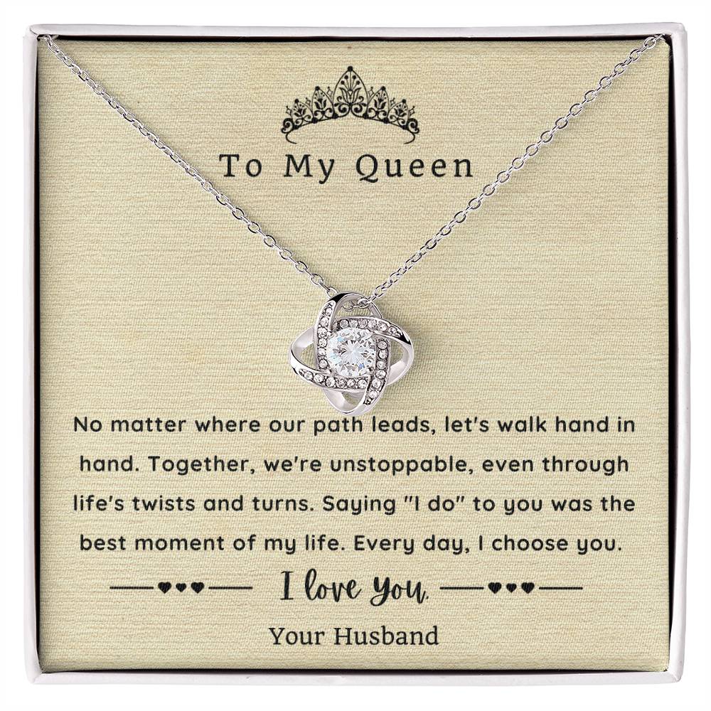 Love Knot Necklace for Wife - Sentimental Message Card Jewelry - Perfect Gift for Her